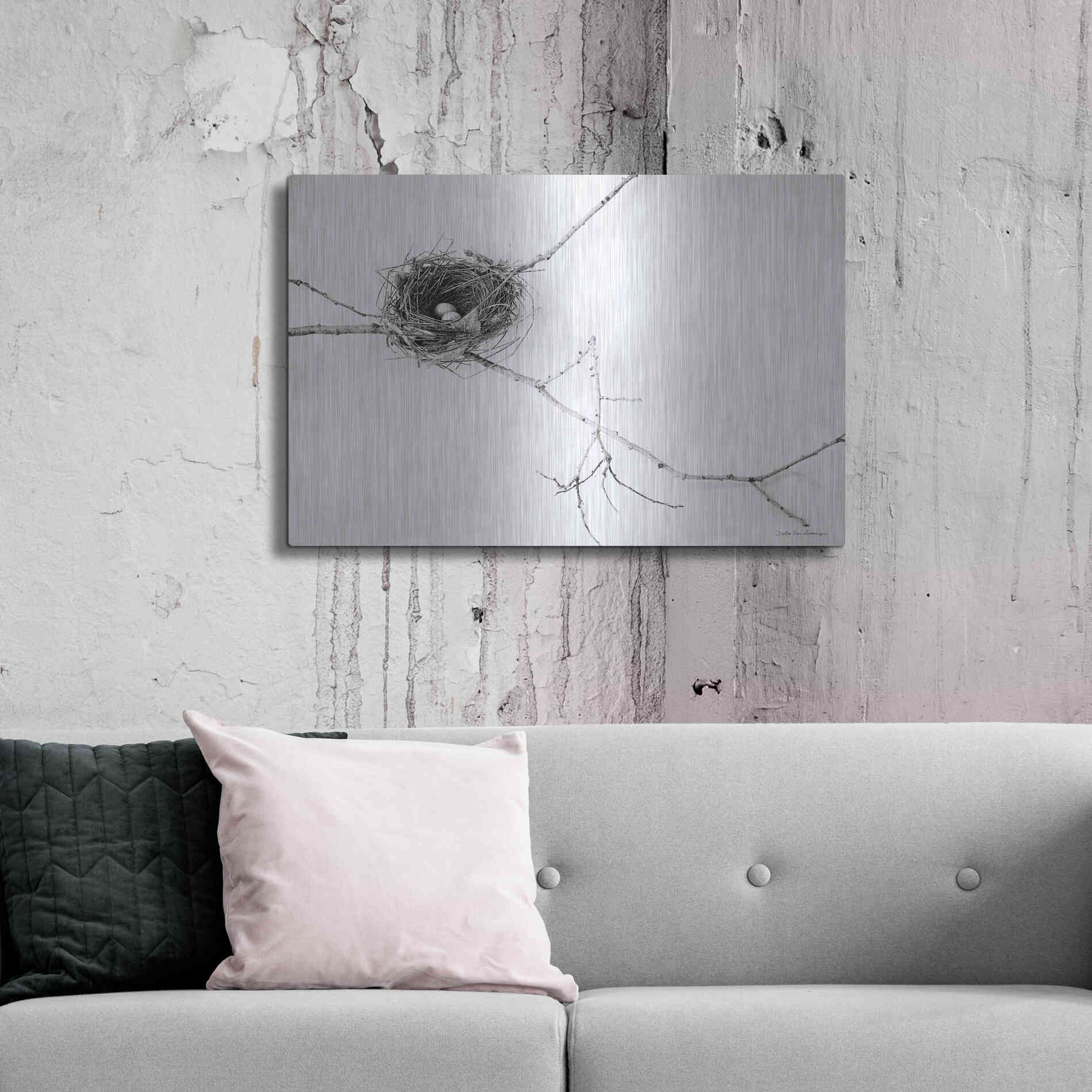 Luxe Metal Art 'Nest and Branch I' by Debra Van Swearingen, Metal Wall Art,36x24