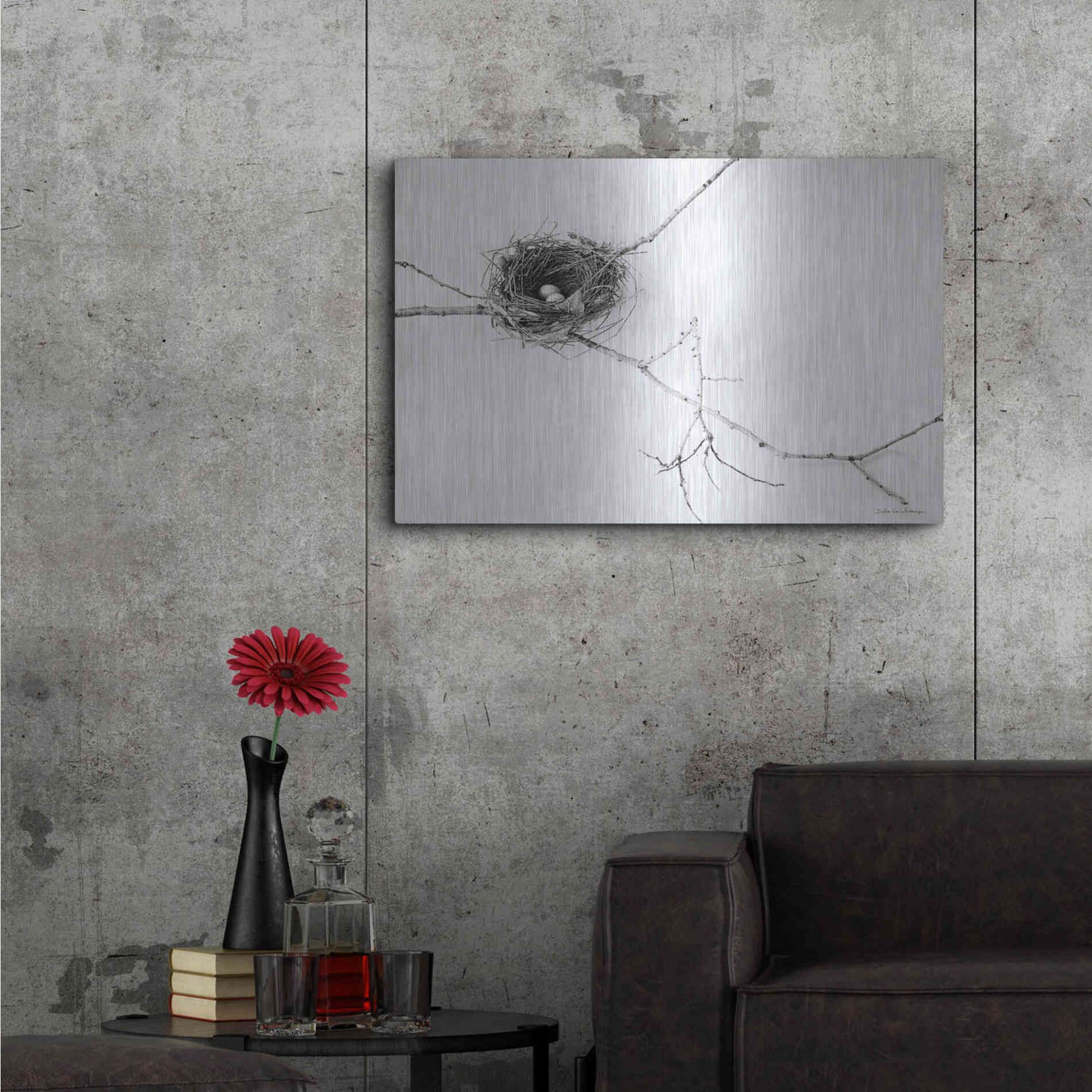Luxe Metal Art 'Nest and Branch I' by Debra Van Swearingen, Metal Wall Art,36x24