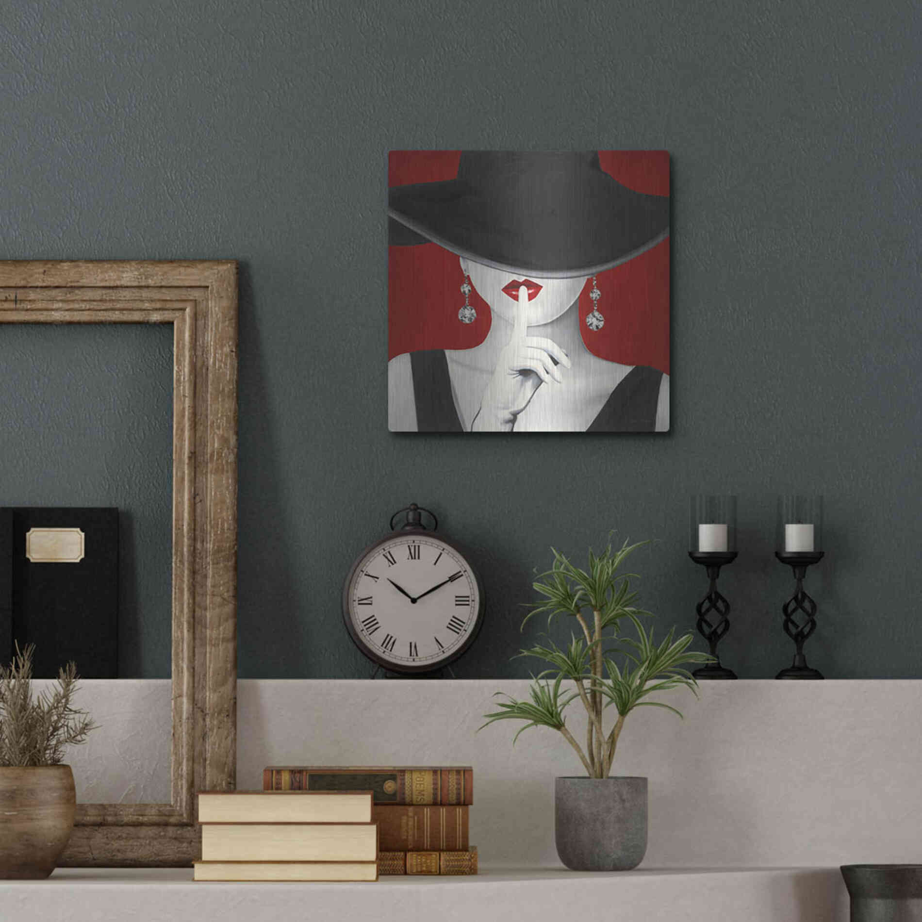 Luxe Metal Art 'Haute Chapeau Rouge I' by Marco Fabiano, Metal Wall Art,12x12