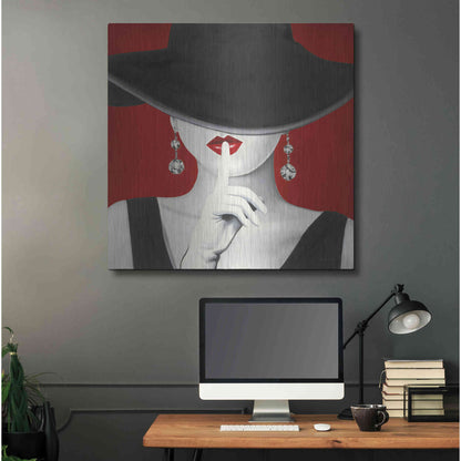 Luxe Metal Art 'Haute Chapeau Rouge I' by Marco Fabiano, Metal Wall Art,36x36