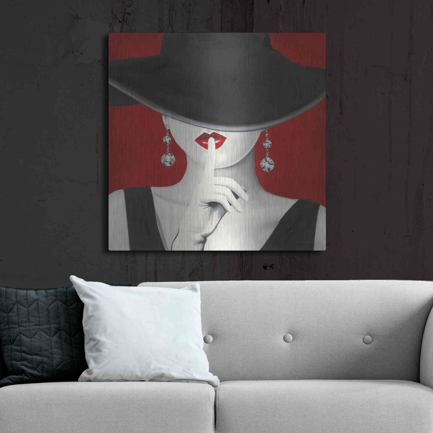 Luxe Metal Art 'Haute Chapeau Rouge I' by Marco Fabiano, Metal Wall Art,36x36