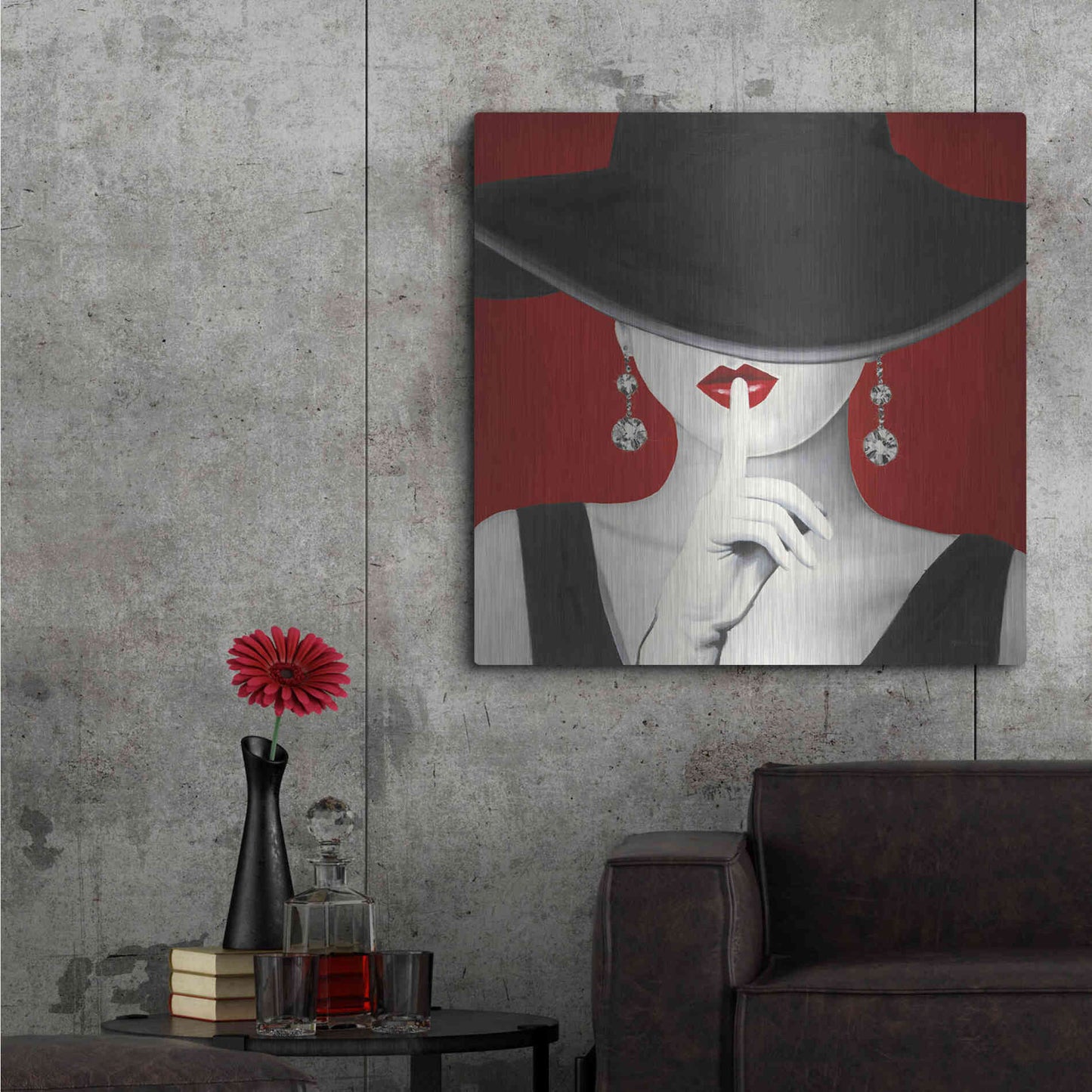 Luxe Metal Art 'Haute Chapeau Rouge I' by Marco Fabiano, Metal Wall Art,36x36