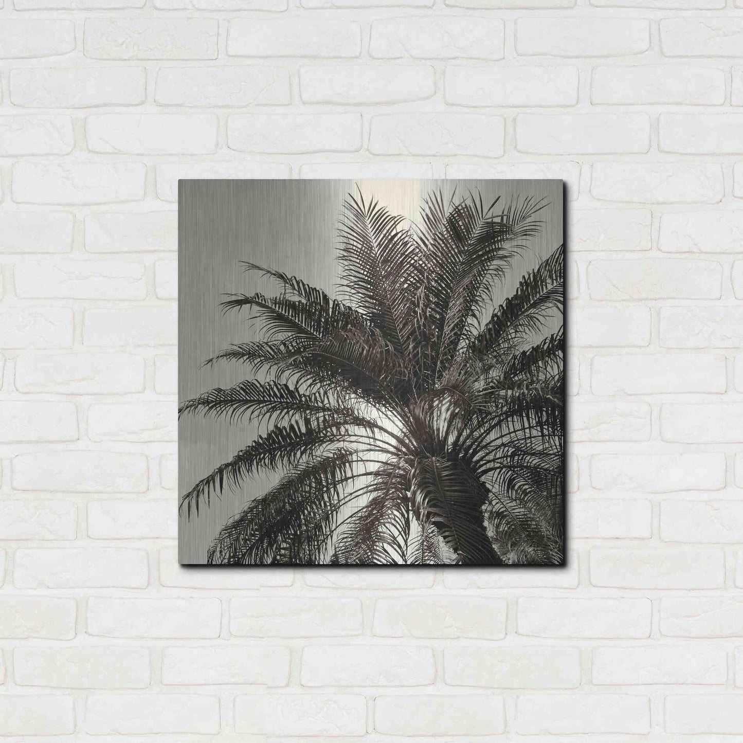 Luxe Metal Art 'Palm Tree Sepia I' by Debra Van Swearingen, Metal Wall Art,24x24