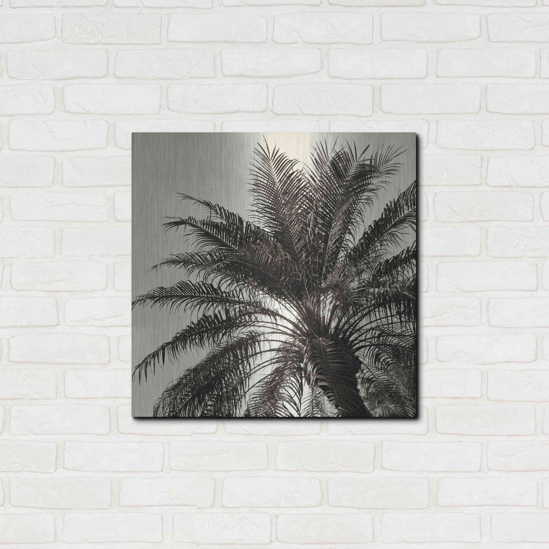 Luxe Metal Art 'Palm Tree Sepia I' by Debra Van Swearingen, Metal Wall Art,24x24
