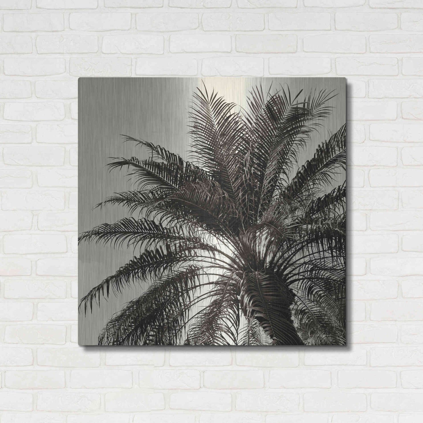 Luxe Metal Art 'Palm Tree Sepia I' by Debra Van Swearingen, Metal Wall Art,36x36