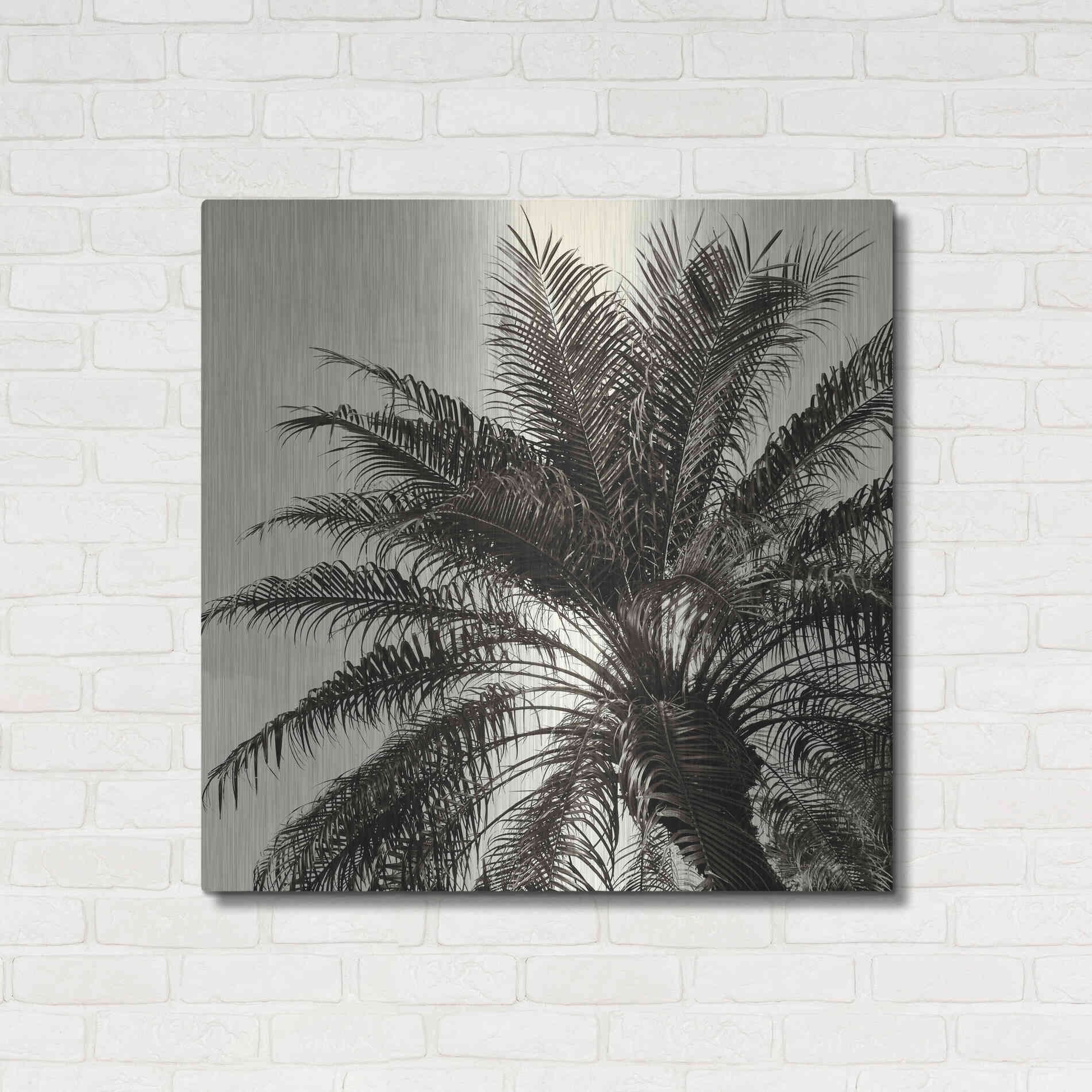 Luxe Metal Art 'Palm Tree Sepia I' by Debra Van Swearingen, Metal Wall Art,36x36