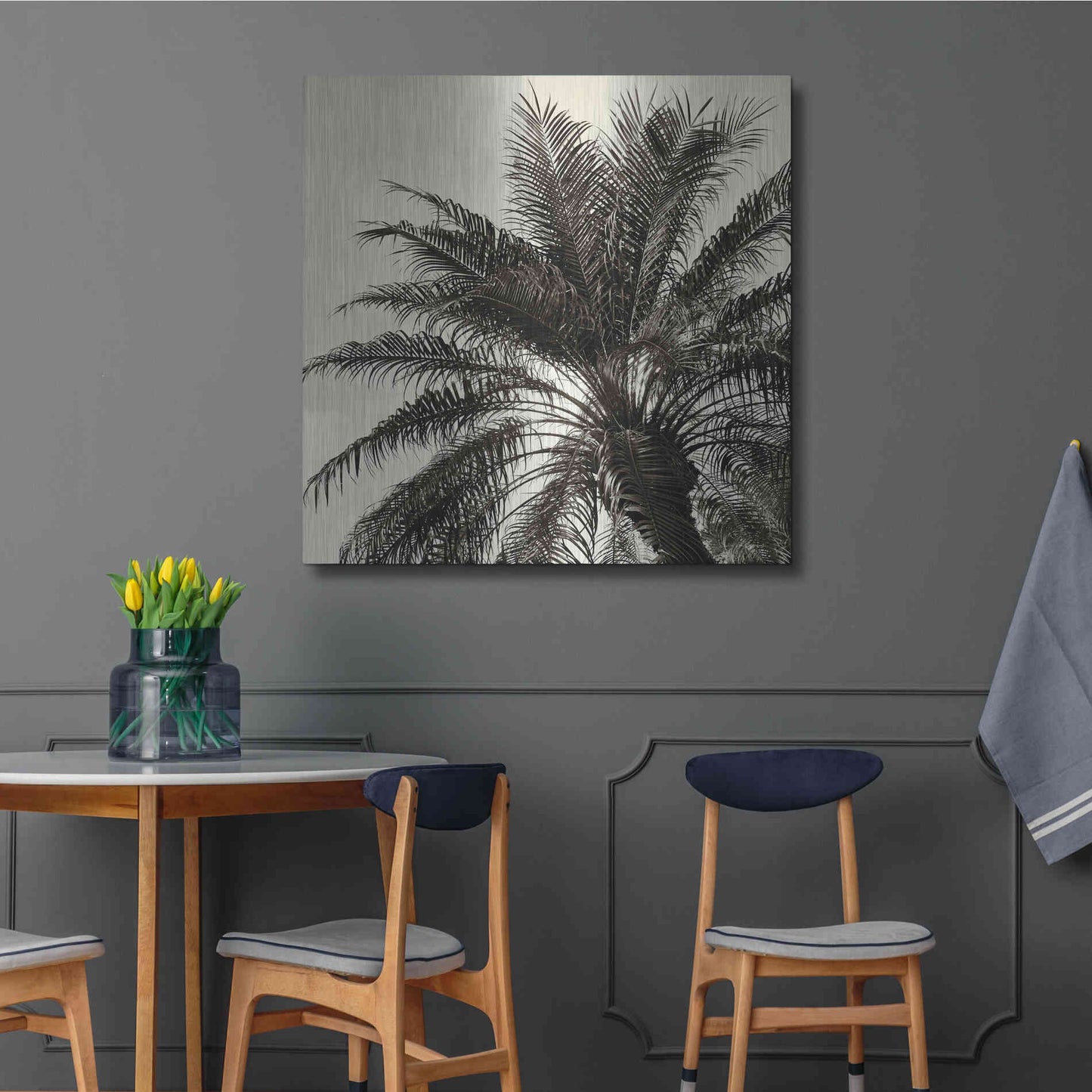 Luxe Metal Art 'Palm Tree Sepia I' by Debra Van Swearingen, Metal Wall Art,36x36