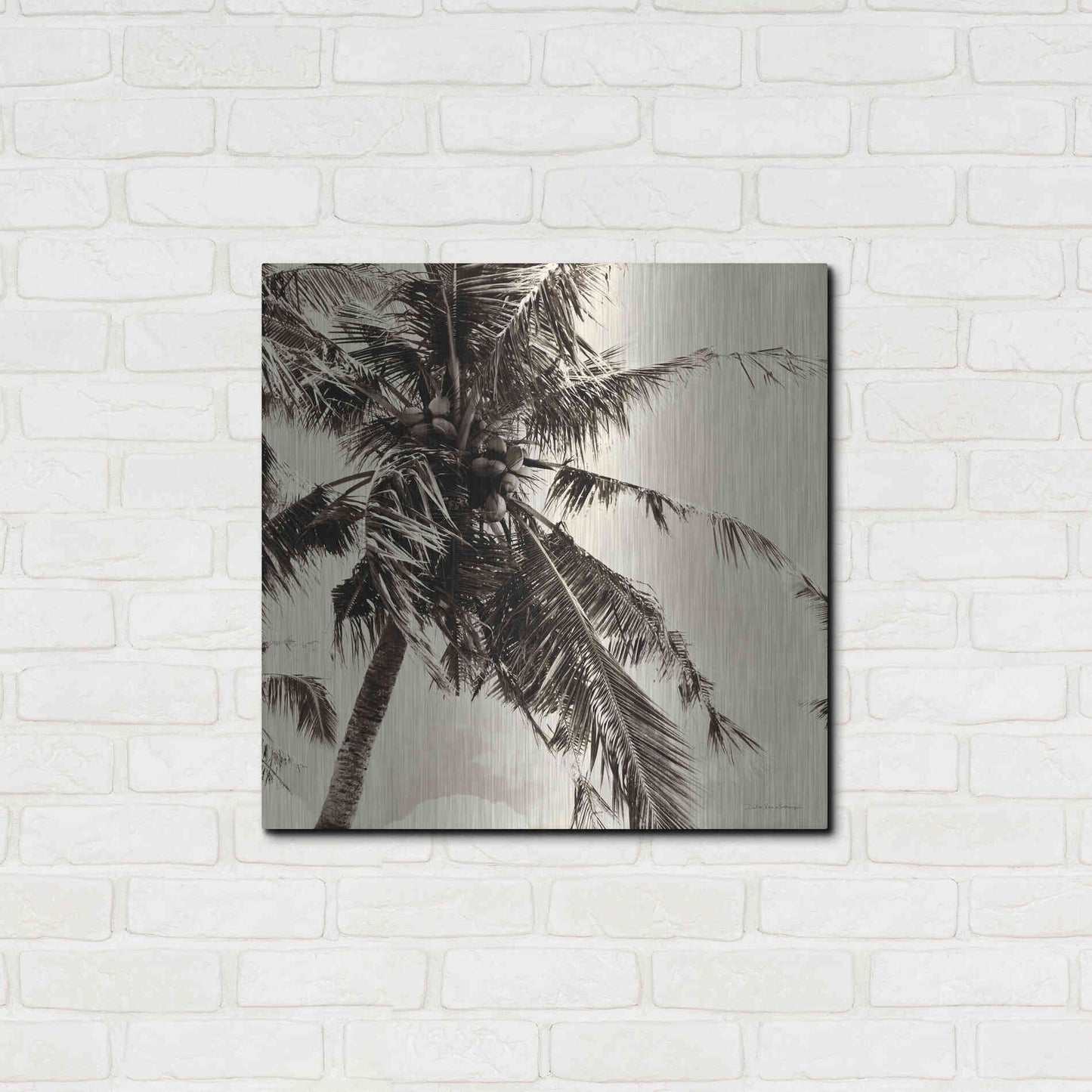 Luxe Metal Art 'Palm Tree Sepia II' by Debra Van Swearingen, Metal Wall Art,24x24