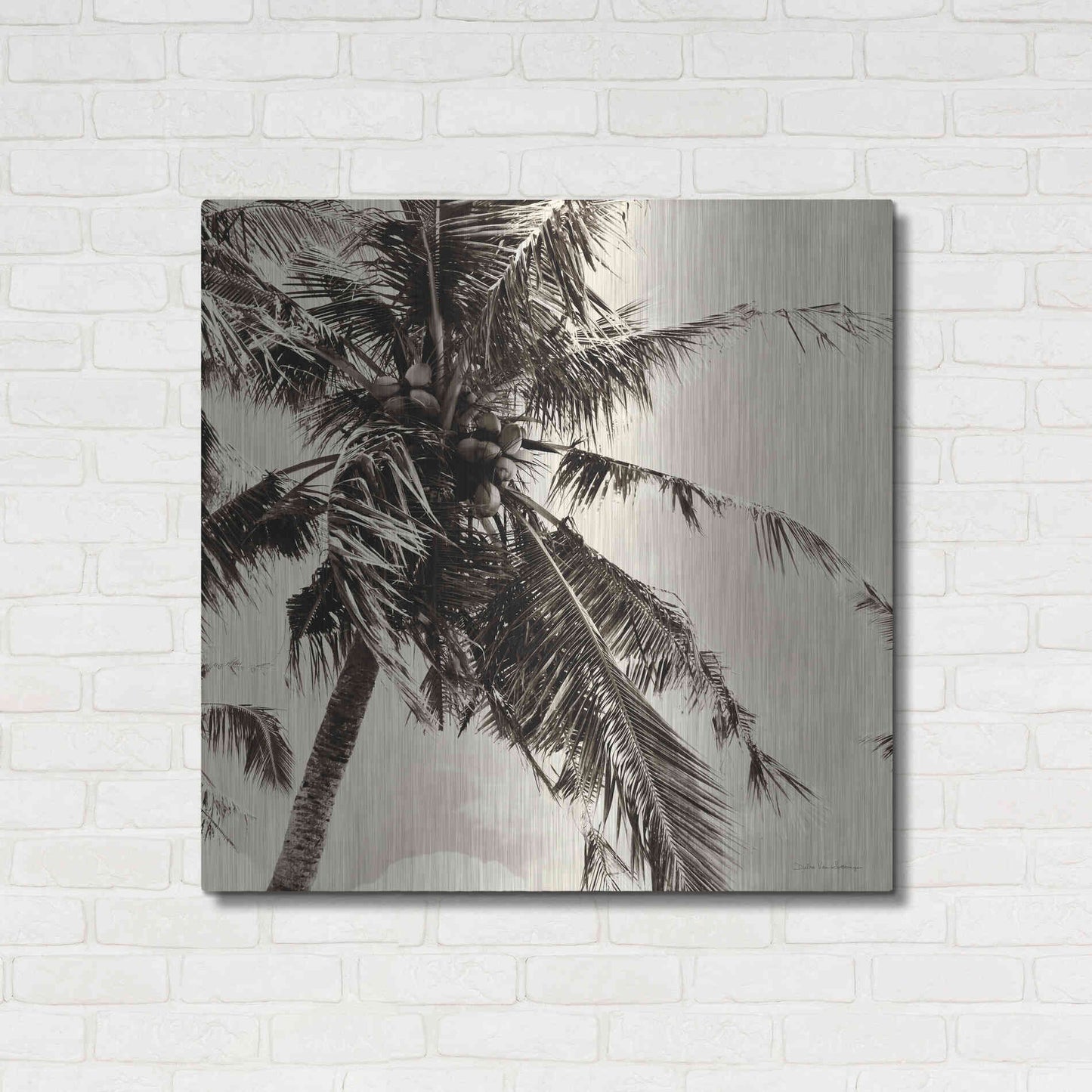 Luxe Metal Art 'Palm Tree Sepia II' by Debra Van Swearingen, Metal Wall Art,36x36