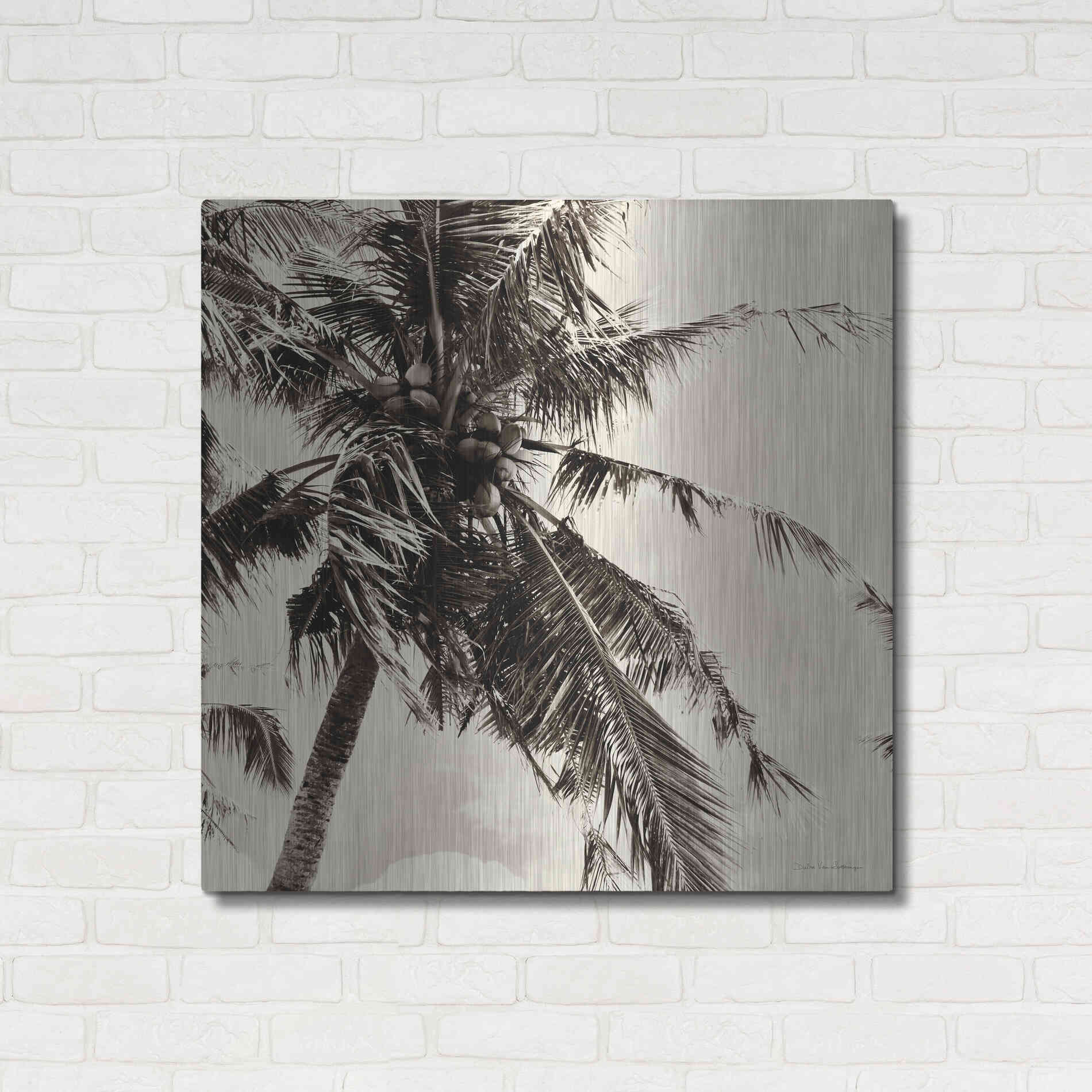Luxe Metal Art 'Palm Tree Sepia II' by Debra Van Swearingen, Metal Wall Art,36x36