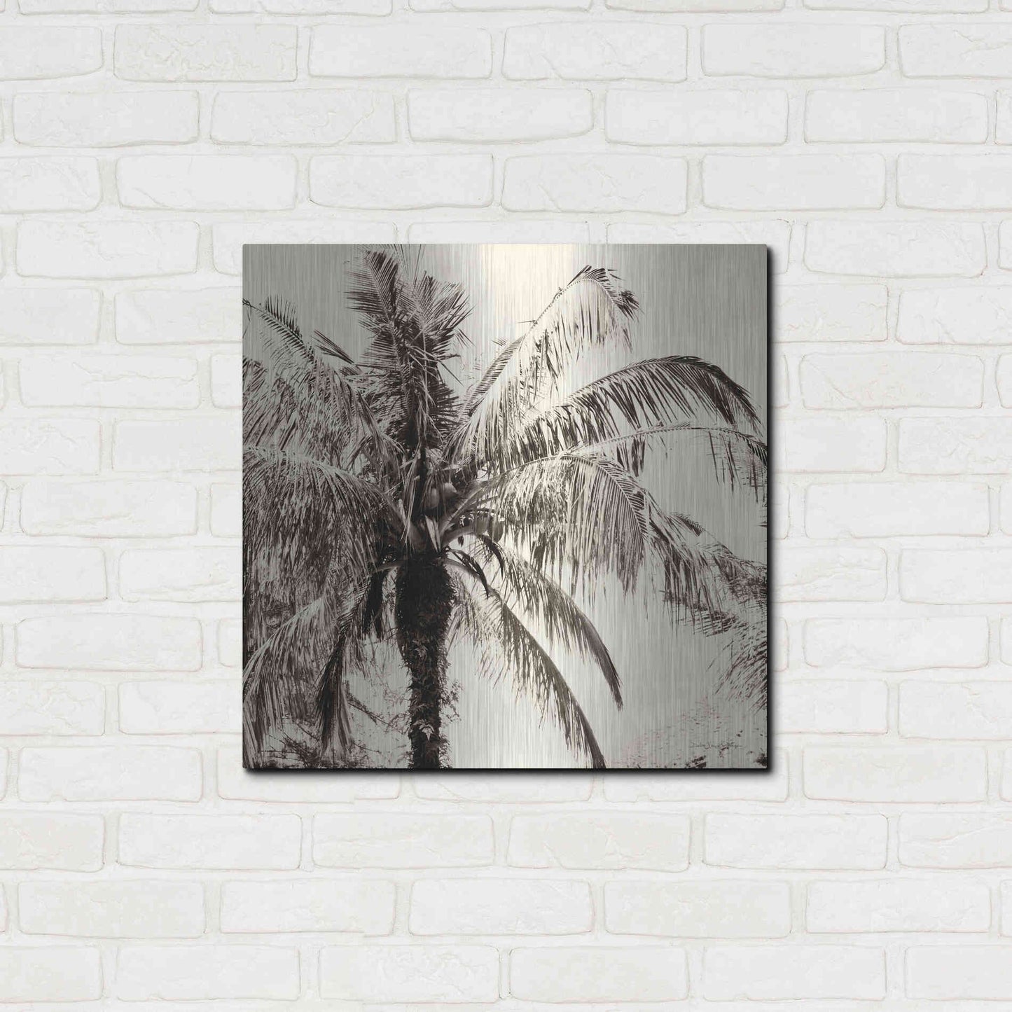 Luxe Metal Art 'Palm Tree Sepia III' by Debra Van Swearingen, Metal Wall Art,24x24