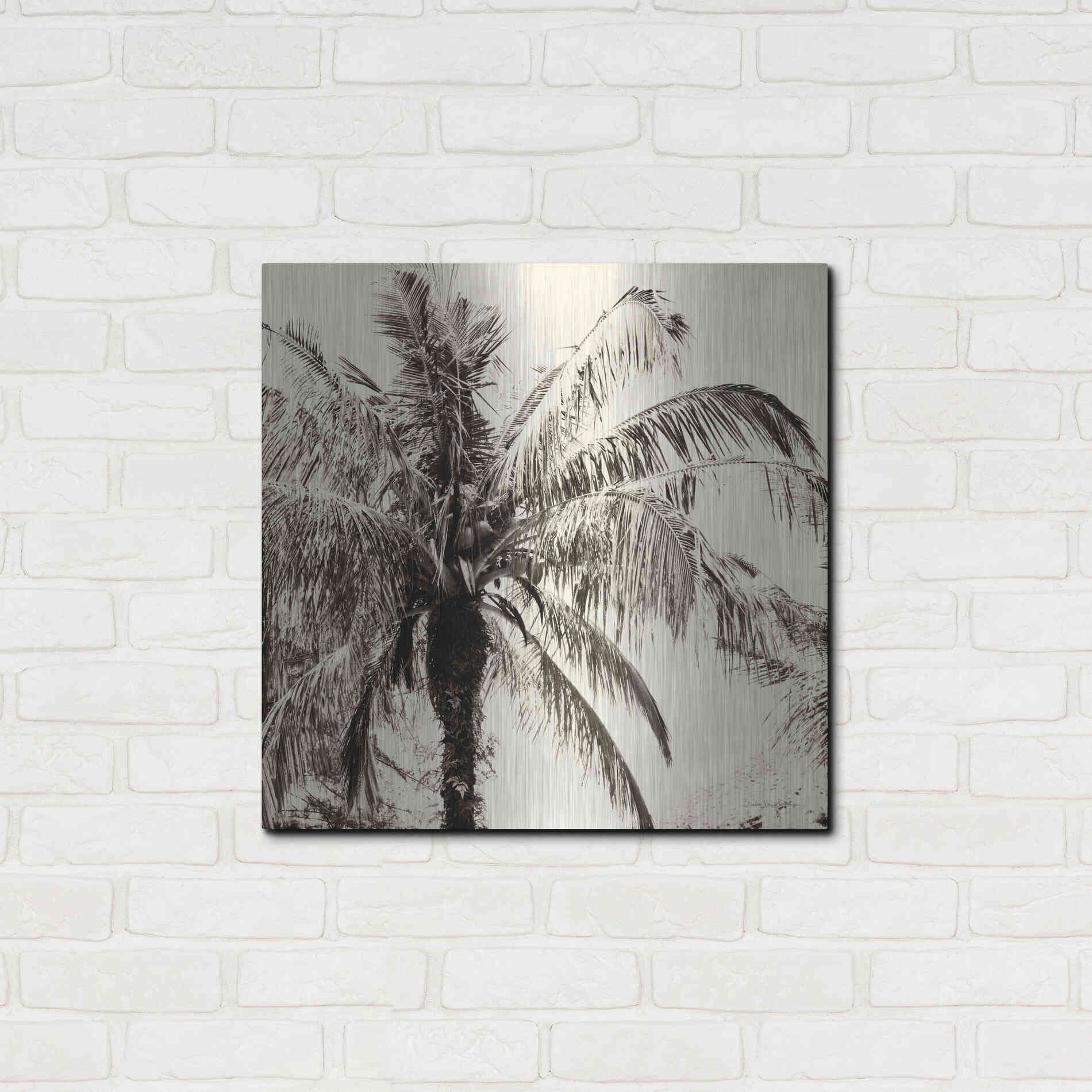 Luxe Metal Art 'Palm Tree Sepia III' by Debra Van Swearingen, Metal Wall Art,24x24