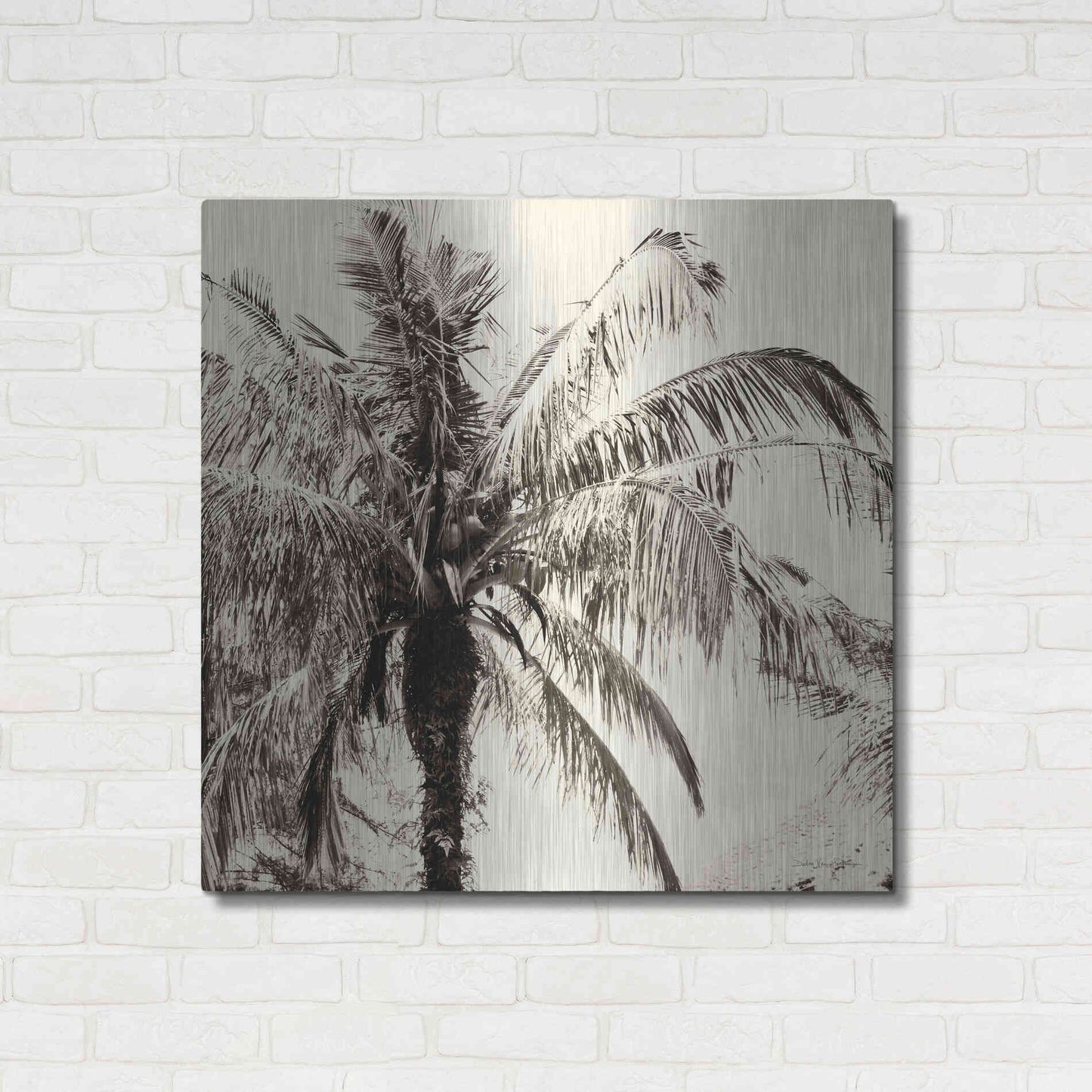 Luxe Metal Art 'Palm Tree Sepia III' by Debra Van Swearingen, Metal Wall Art,36x36
