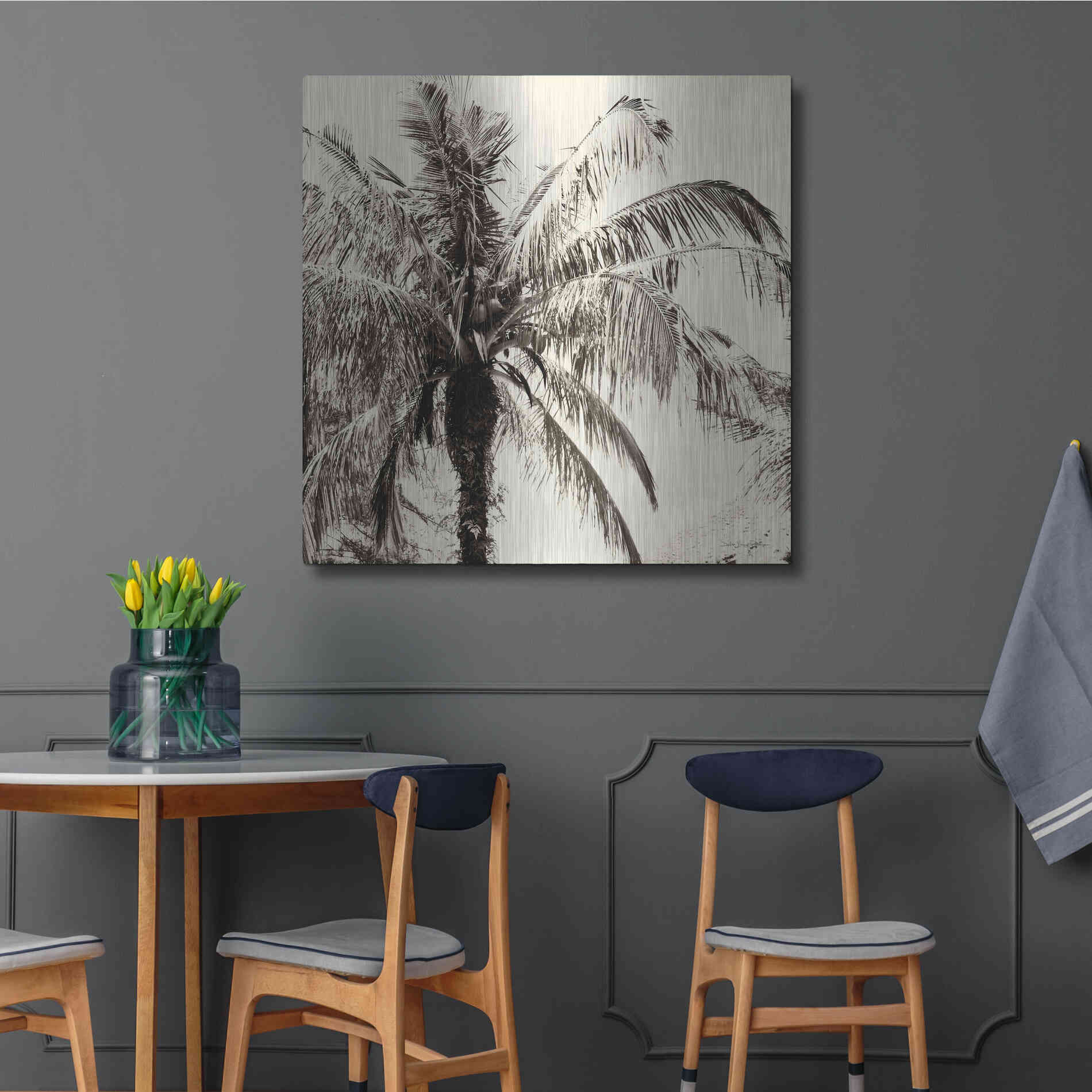 Luxe Metal Art 'Palm Tree Sepia III' by Debra Van Swearingen, Metal Wall Art,36x36