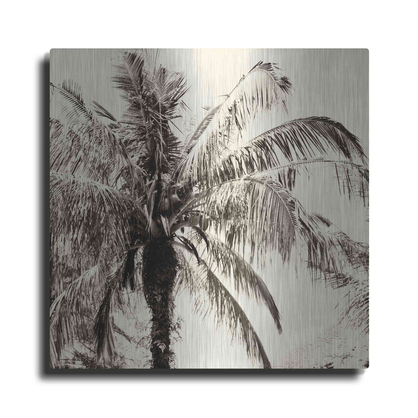 Luxe Metal Art 'Palm Tree Sepia III' by Debra Van Swearingen, Metal Wall Art