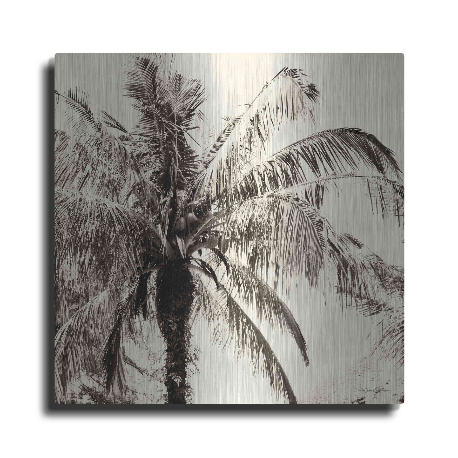 Luxe Metal Art 'Palm Tree Sepia III' by Debra Van Swearingen, Metal Wall Art