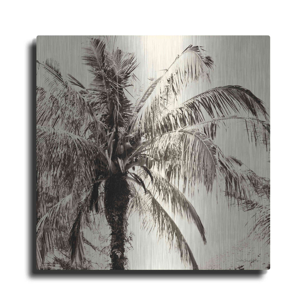 Luxe Metal Art 'Palm Tree Sepia III' by Debra Van Swearingen, Metal Wall Art