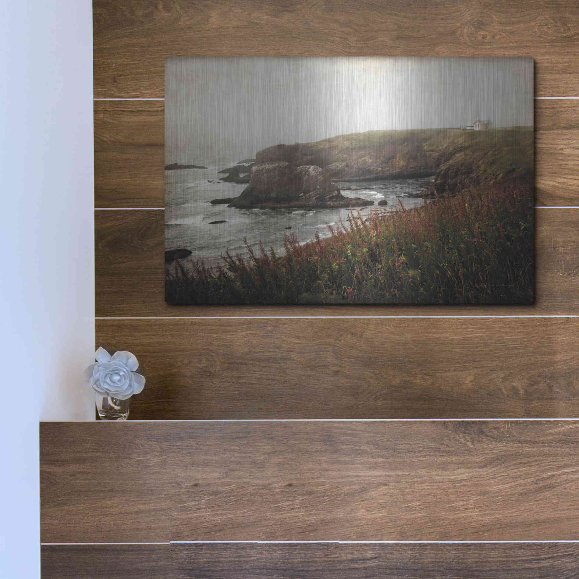 Luxe Metal Art 'Coastal Mist' by Debra Van Swearingen, Metal Wall Art,16x12