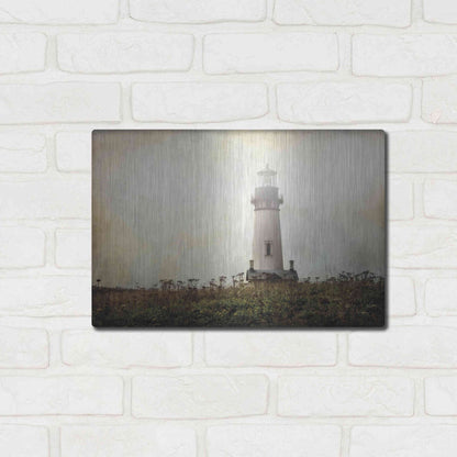 Luxe Metal Art 'Lonely Lighthouse II' by Debra Van Swearingen, Metal Wall Art,16x12