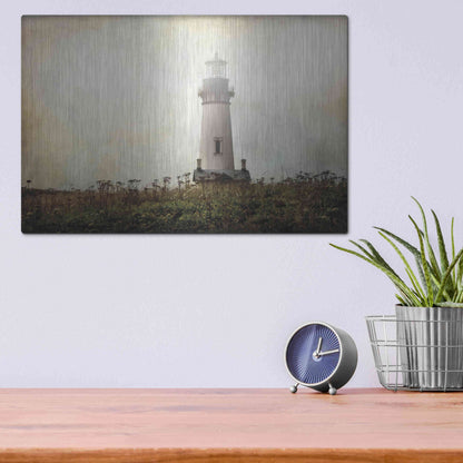 Luxe Metal Art 'Lonely Lighthouse II' by Debra Van Swearingen, Metal Wall Art,16x12