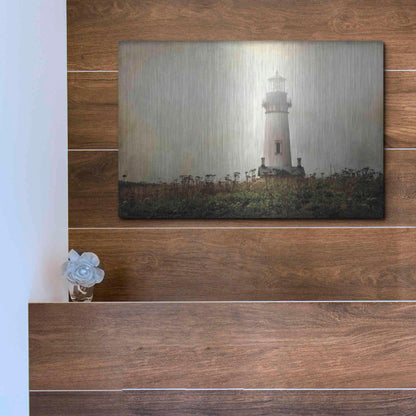 Luxe Metal Art 'Lonely Lighthouse II' by Debra Van Swearingen, Metal Wall Art,16x12