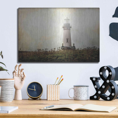Luxe Metal Art 'Lonely Lighthouse II' by Debra Van Swearingen, Metal Wall Art,16x12