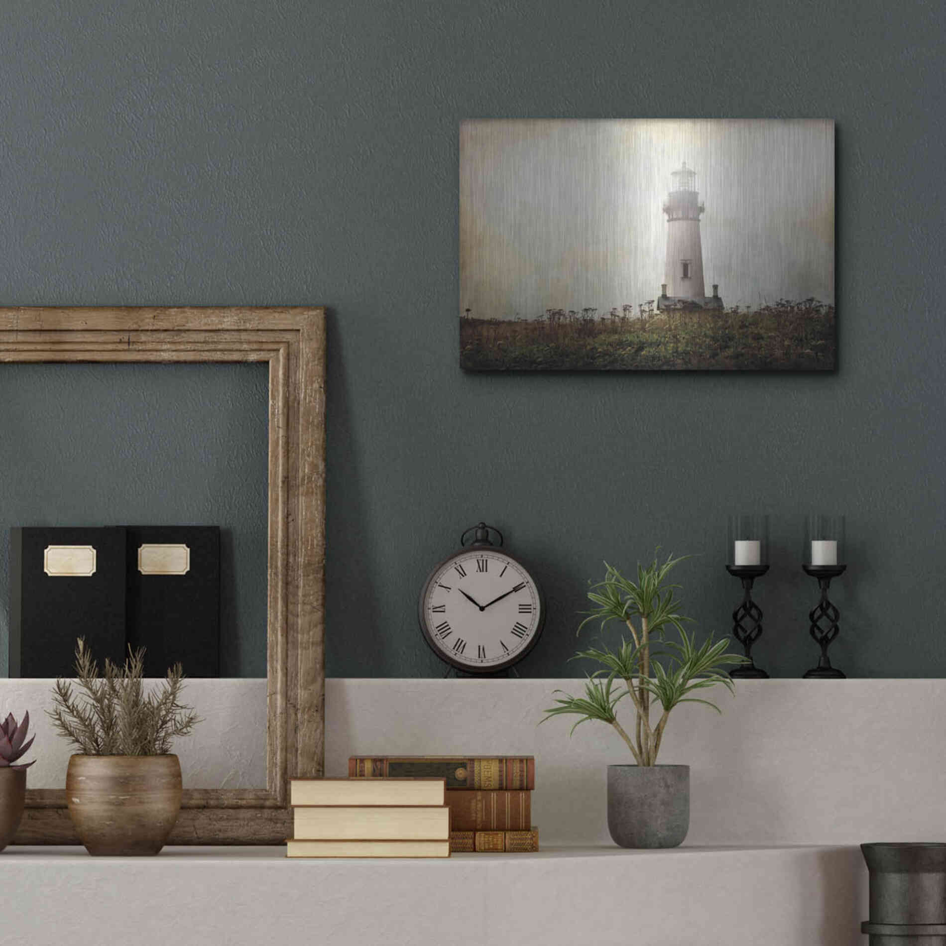 Luxe Metal Art 'Lonely Lighthouse II' by Debra Van Swearingen, Metal Wall Art,16x12