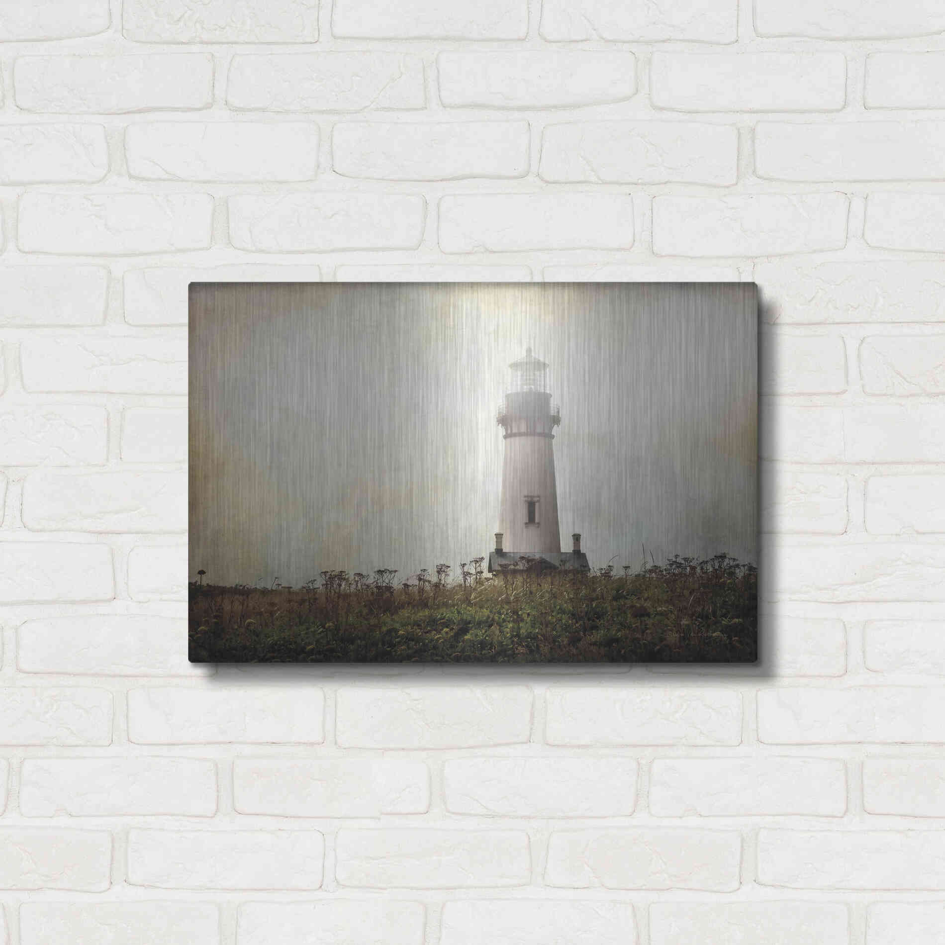 Luxe Metal Art 'Lonely Lighthouse II' by Debra Van Swearingen, Metal Wall Art,24x16