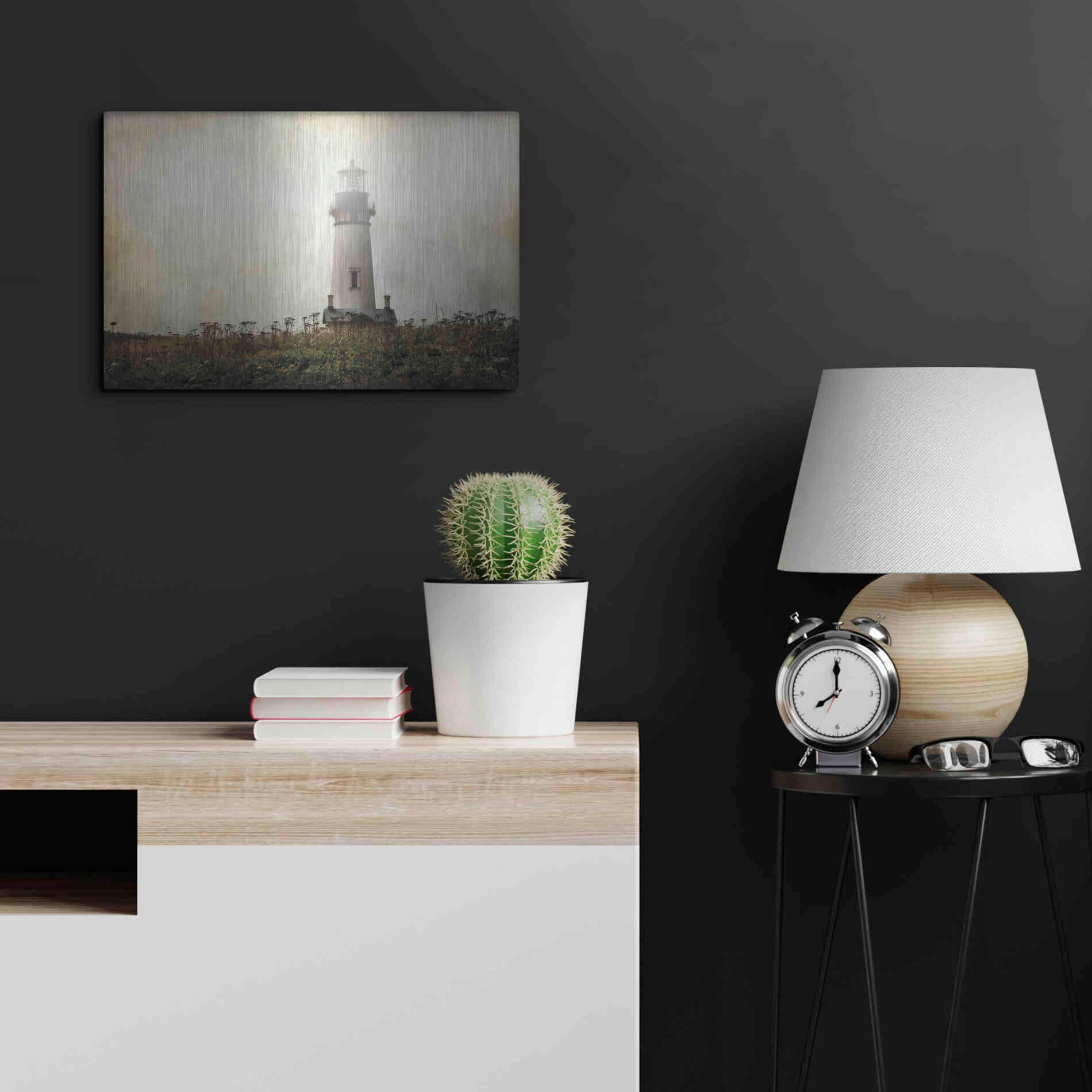 Luxe Metal Art 'Lonely Lighthouse II' by Debra Van Swearingen, Metal Wall Art,24x16