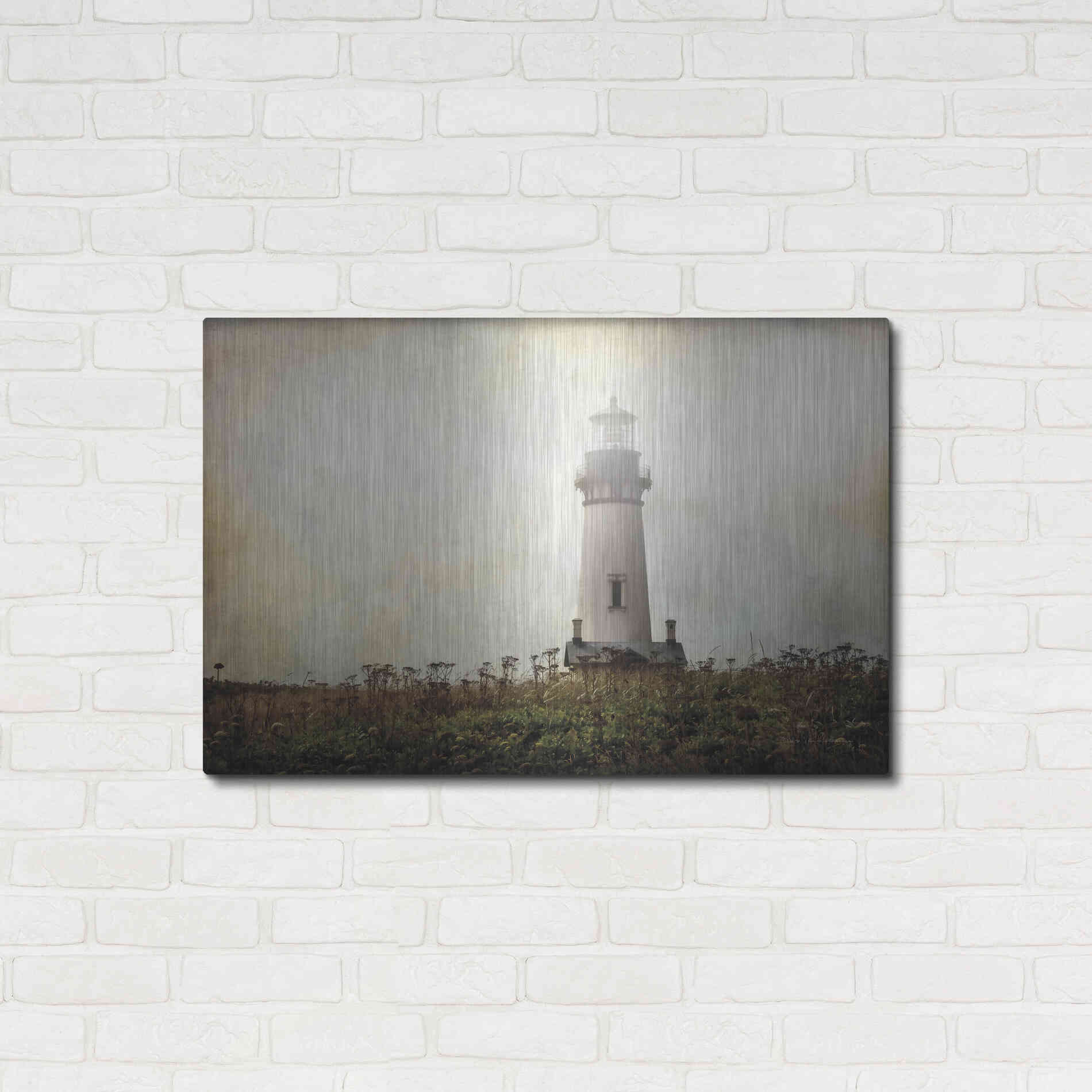 Luxe Metal Art 'Lonely Lighthouse II' by Debra Van Swearingen, Metal Wall Art,36x24
