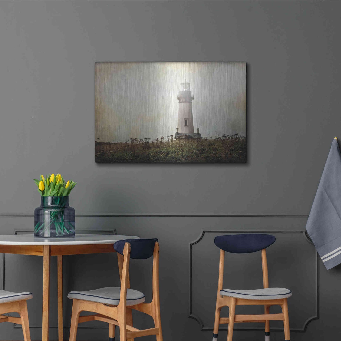 Luxe Metal Art 'Lonely Lighthouse II' by Debra Van Swearingen, Metal Wall Art,36x24