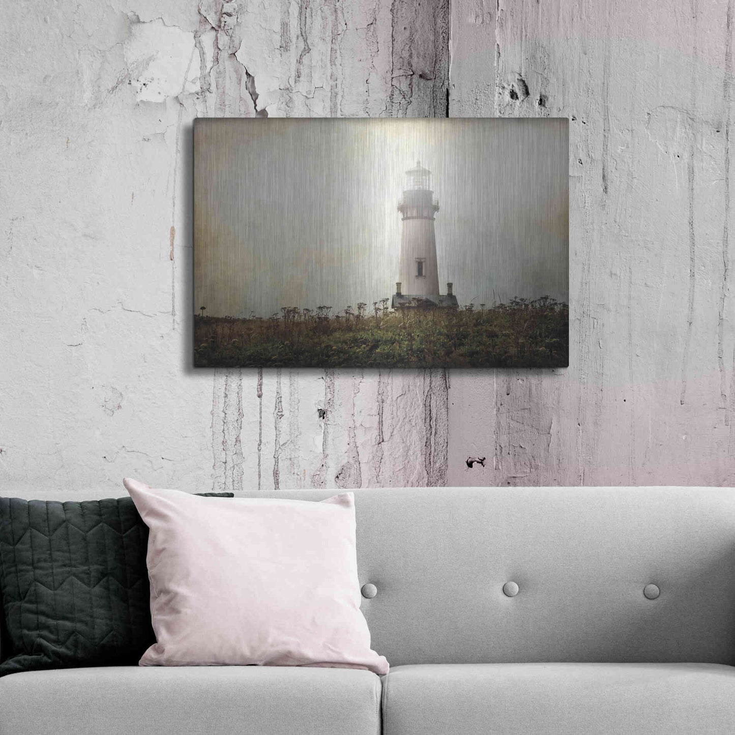 Luxe Metal Art 'Lonely Lighthouse II' by Debra Van Swearingen, Metal Wall Art,36x24