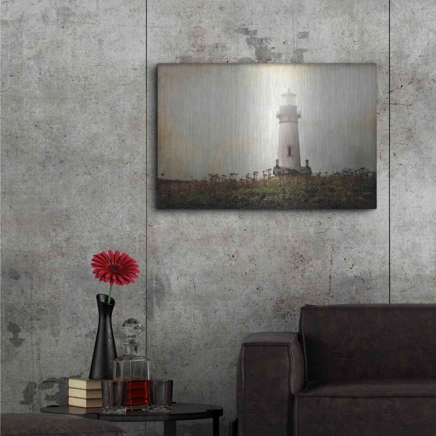 Luxe Metal Art 'Lonely Lighthouse II' by Debra Van Swearingen, Metal Wall Art,36x24