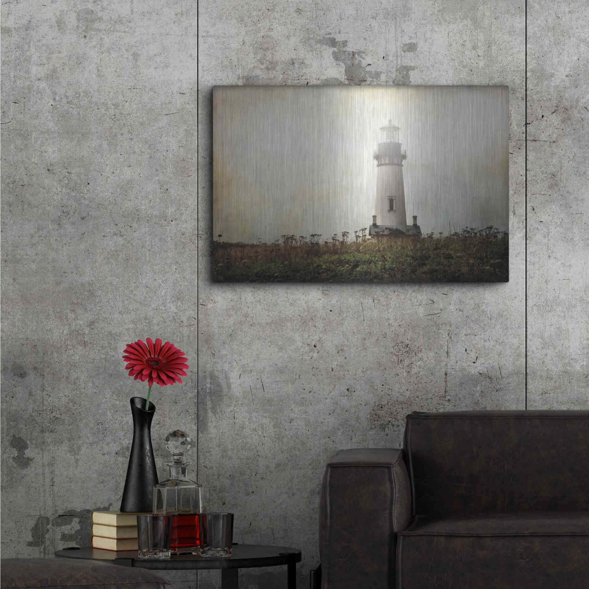 Luxe Metal Art 'Lonely Lighthouse II' by Debra Van Swearingen, Metal Wall Art,36x24