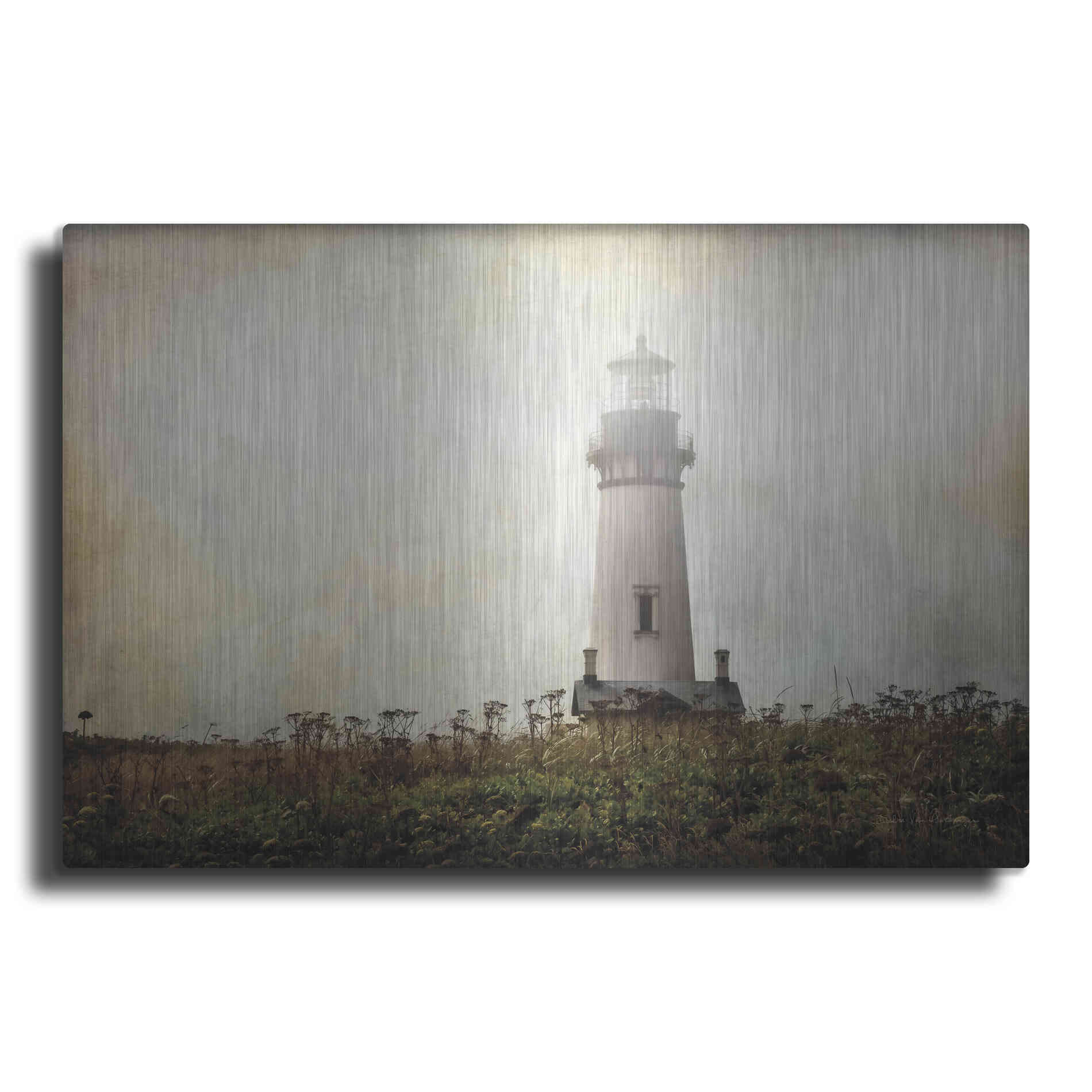 Luxe Metal Art 'Lonely Lighthouse II' by Debra Van Swearingen, Metal Wall Art