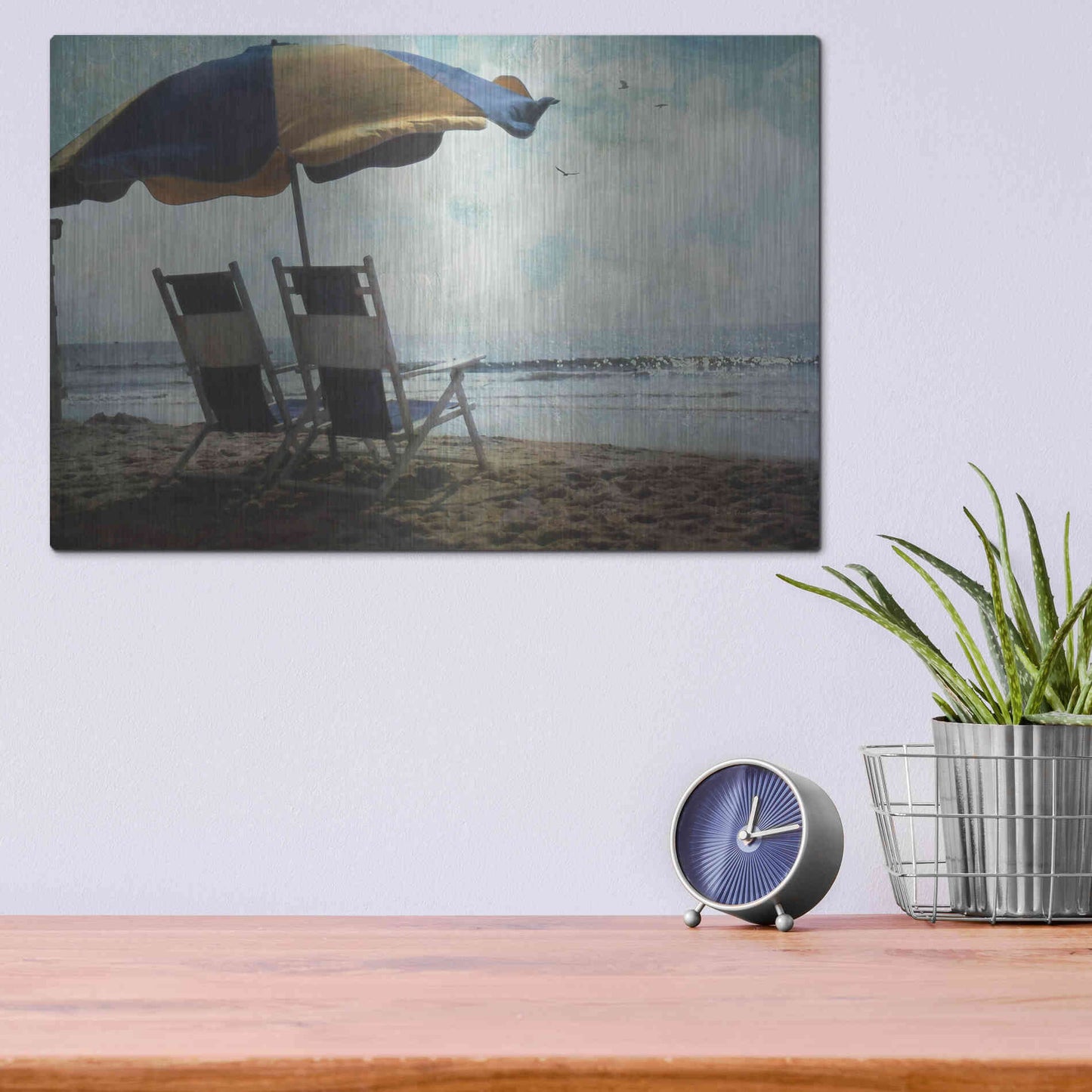 Luxe Metal Art 'Sea For Two' by Debra Van Swearingen, Metal Wall Art,16x12