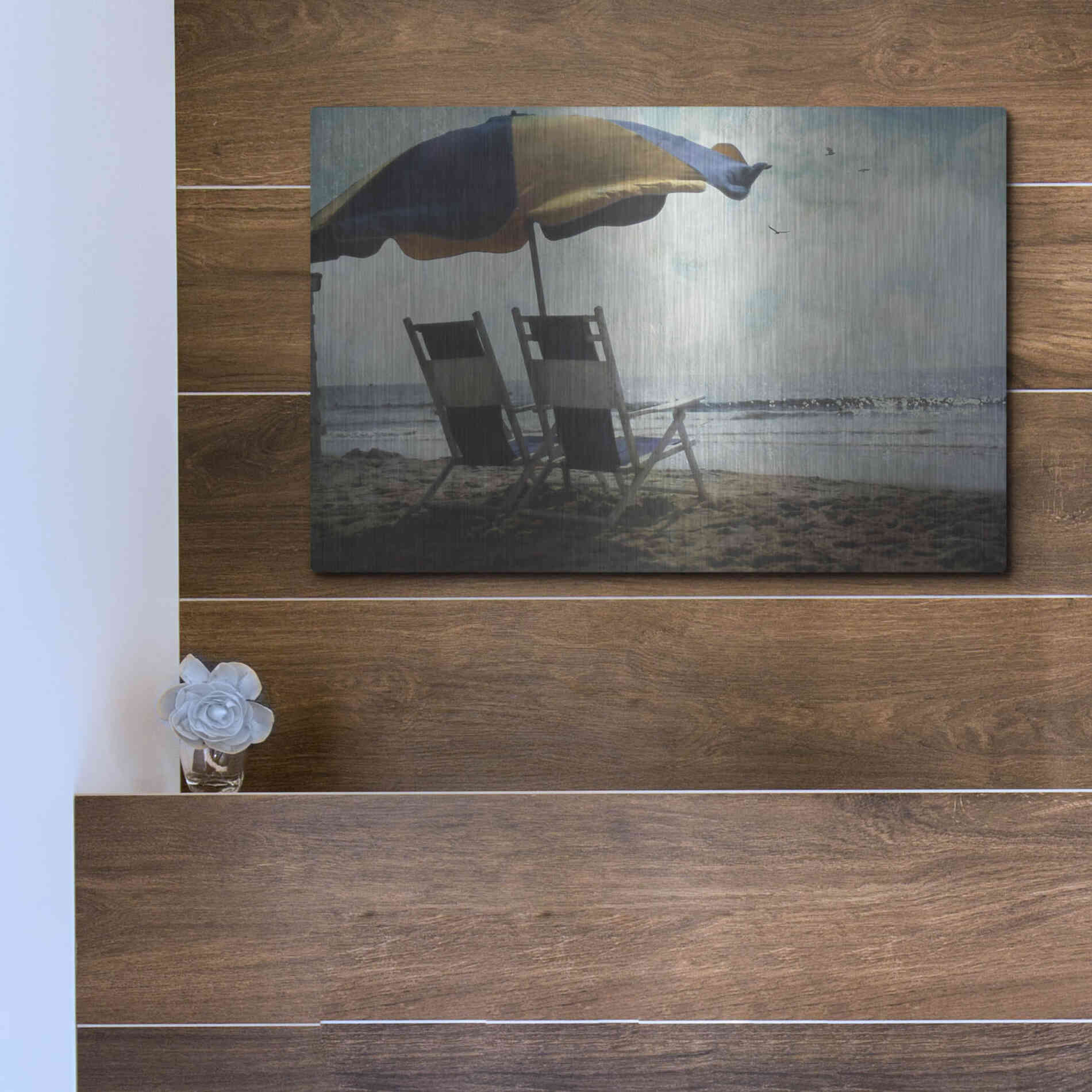 Luxe Metal Art 'Sea For Two' by Debra Van Swearingen, Metal Wall Art,16x12