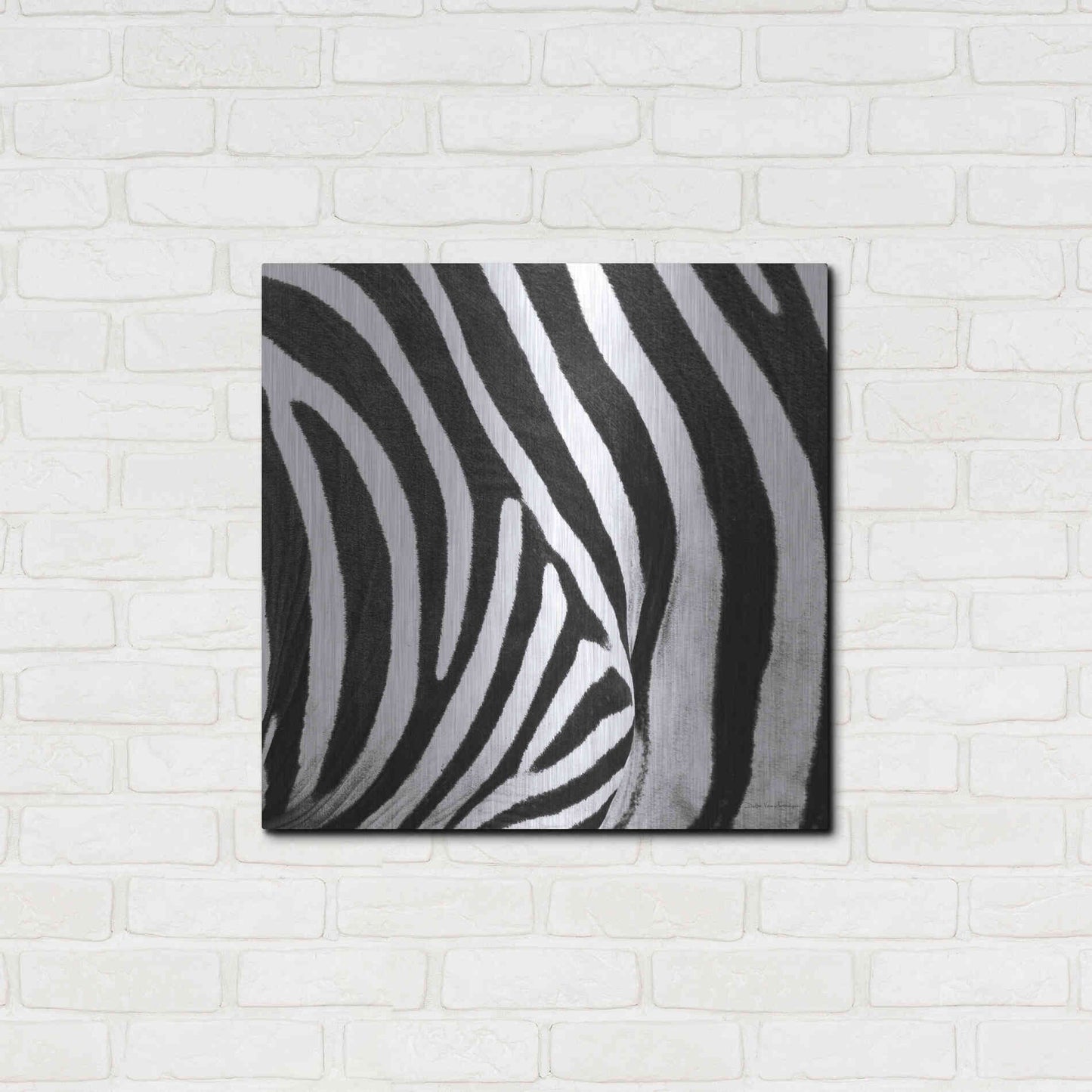 Luxe Metal Art 'Zebra IV' by Debra Van Swearingen, Metal Wall Art,24x24