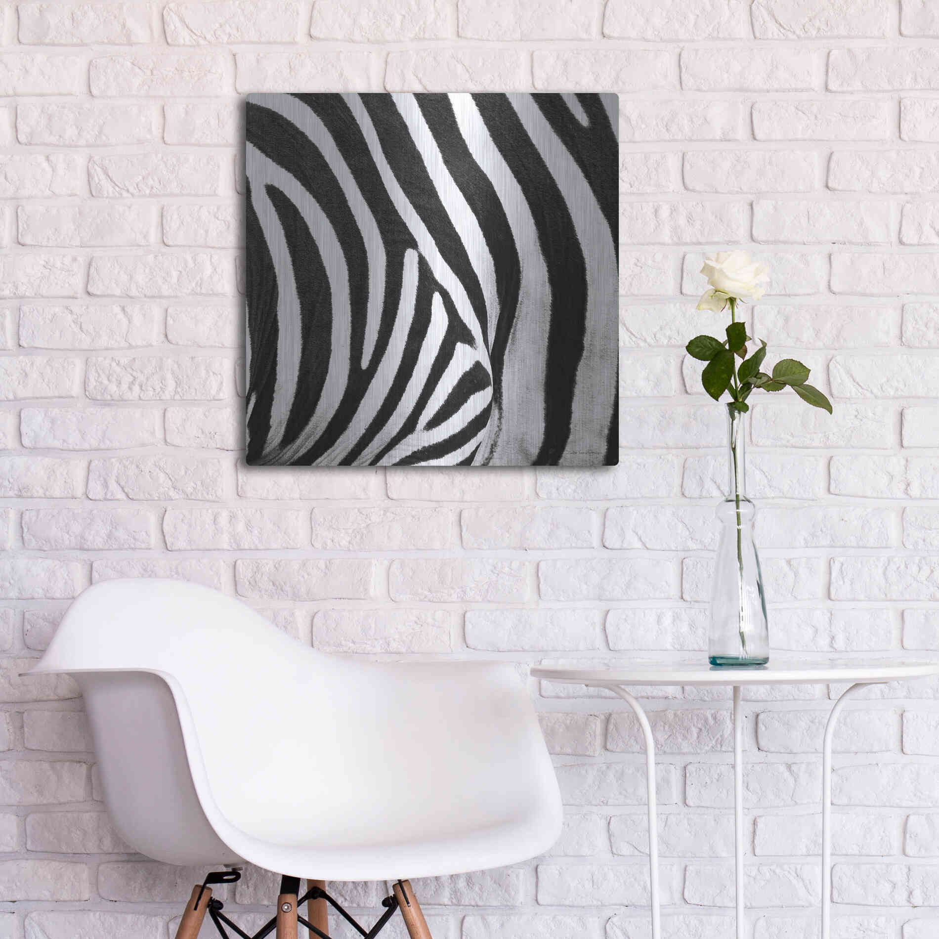 Luxe Metal Art 'Zebra IV' by Debra Van Swearingen, Metal Wall Art,24x24