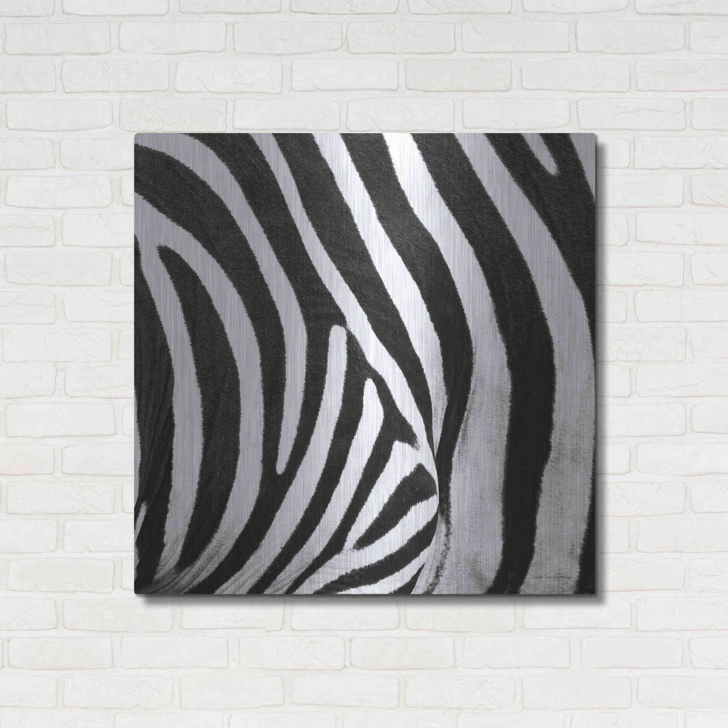Luxe Metal Art 'Zebra IV' by Debra Van Swearingen, Metal Wall Art,36x36