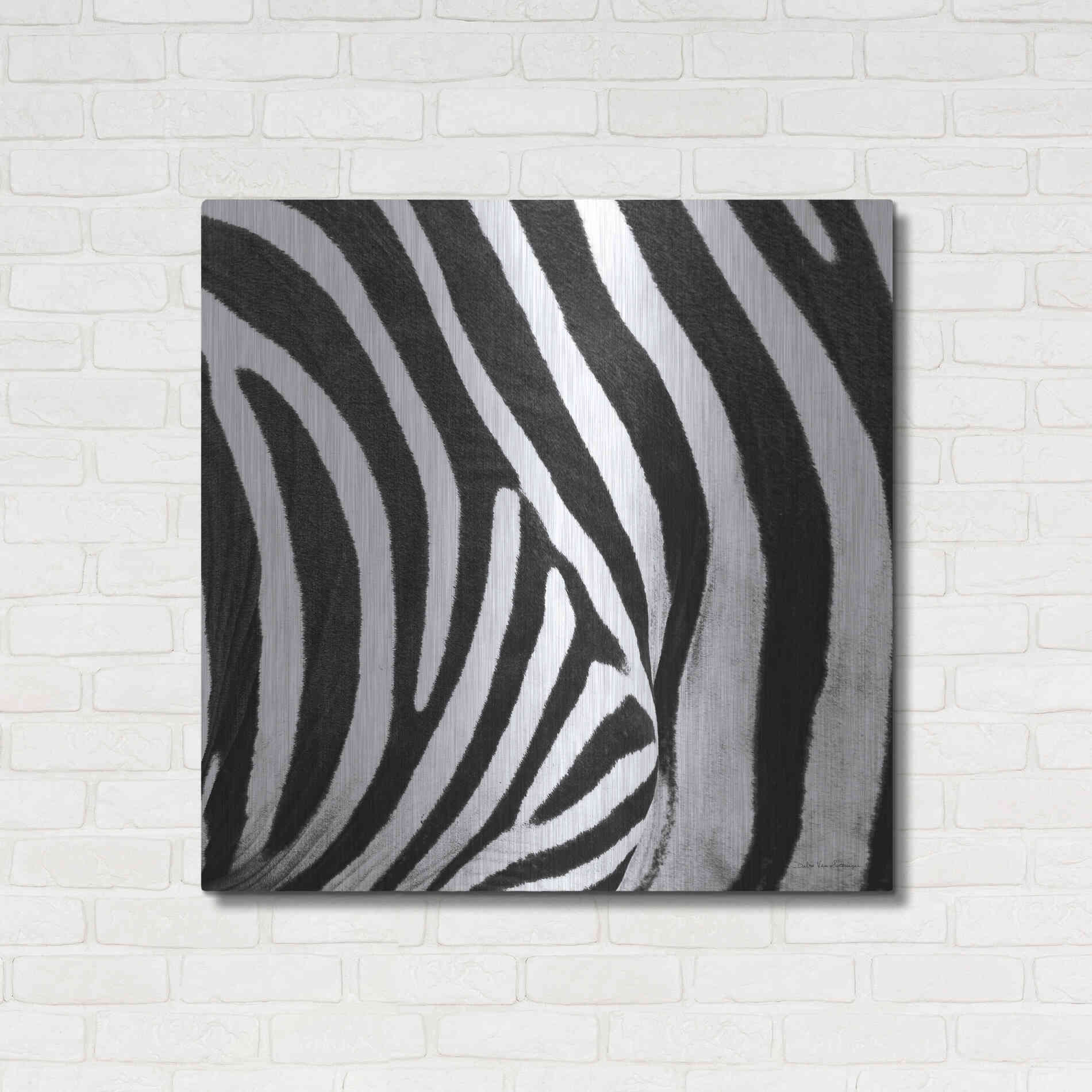 Luxe Metal Art 'Zebra IV' by Debra Van Swearingen, Metal Wall Art,36x36