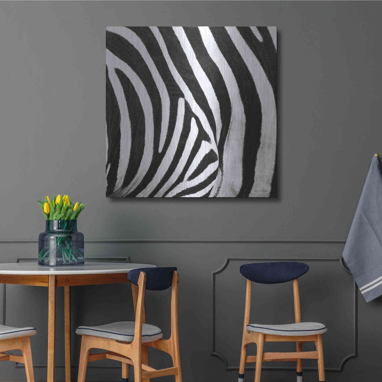 Luxe Metal Art 'Zebra IV' by Debra Van Swearingen, Metal Wall Art,36x36