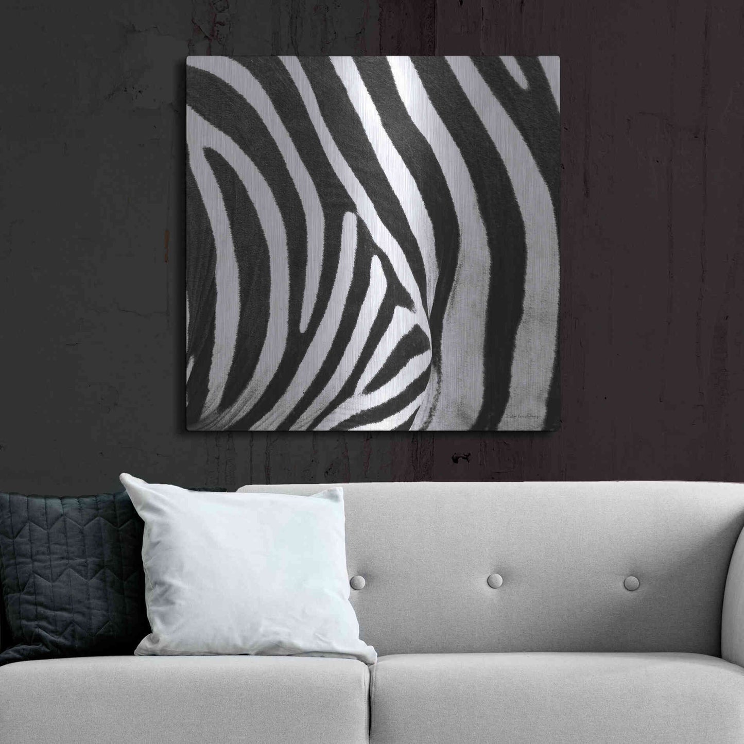 Luxe Metal Art 'Zebra IV' by Debra Van Swearingen, Metal Wall Art,36x36
