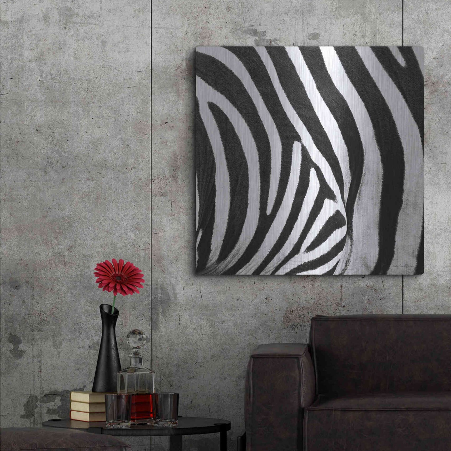 Luxe Metal Art 'Zebra IV' by Debra Van Swearingen, Metal Wall Art,36x36