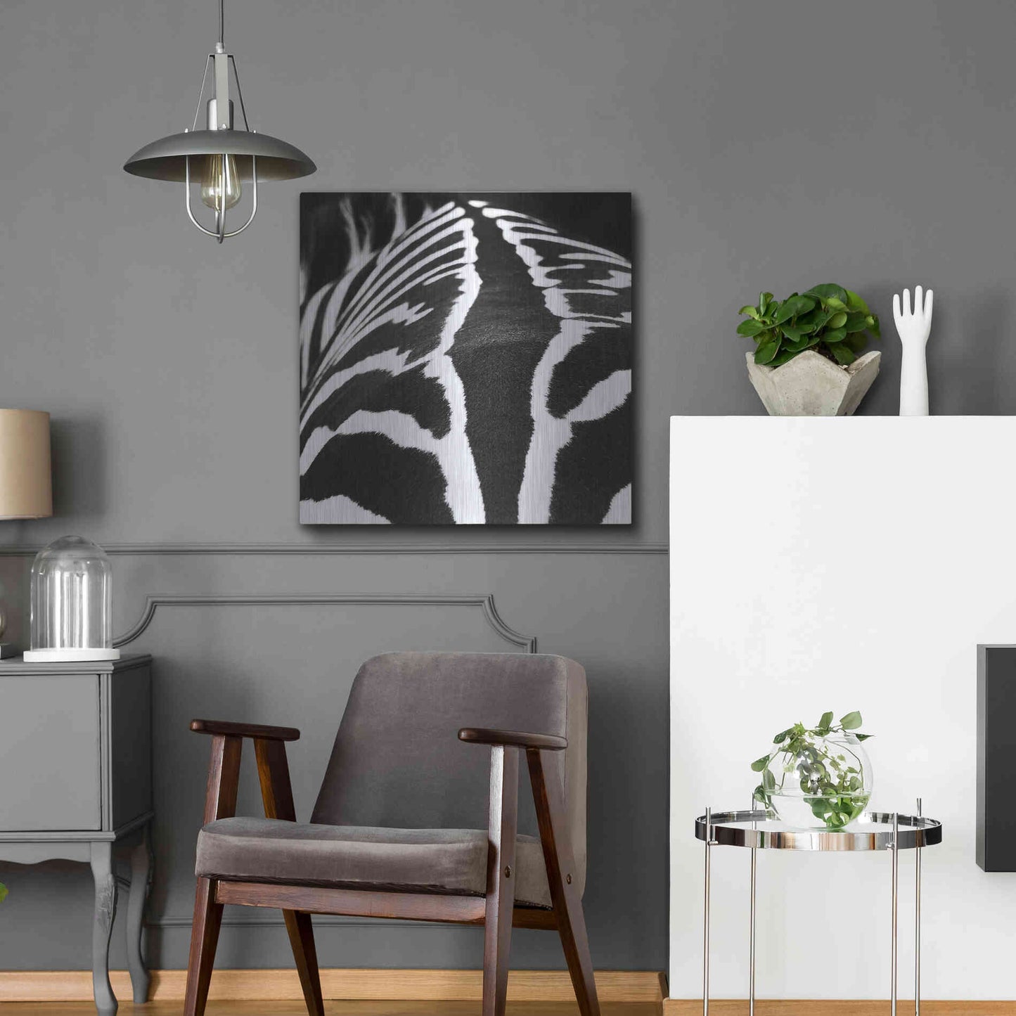 Luxe Metal Art 'Zebra V' by Debra Van Swearingen, Metal Wall Art,24x24