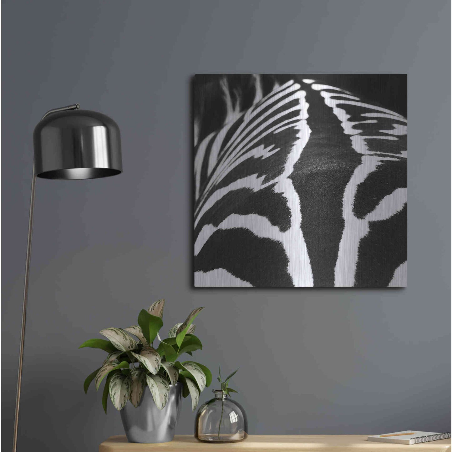 Luxe Metal Art 'Zebra V' by Debra Van Swearingen, Metal Wall Art,24x24