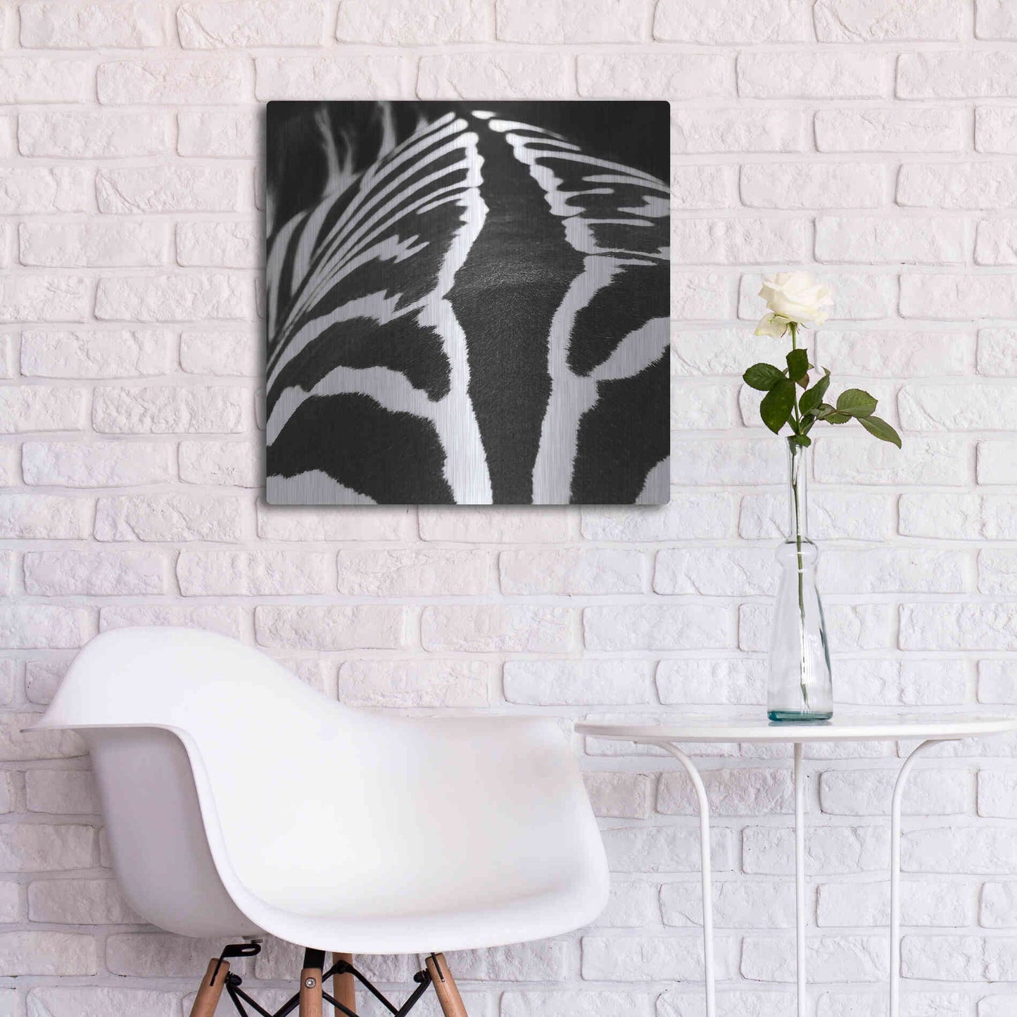 Luxe Metal Art 'Zebra V' by Debra Van Swearingen, Metal Wall Art,24x24