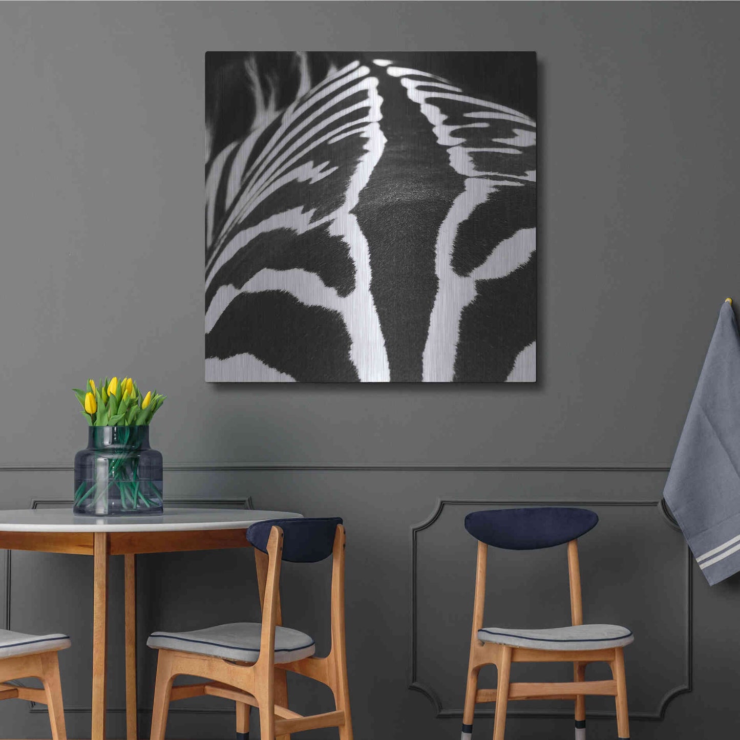 Luxe Metal Art 'Zebra V' by Debra Van Swearingen, Metal Wall Art,36x36