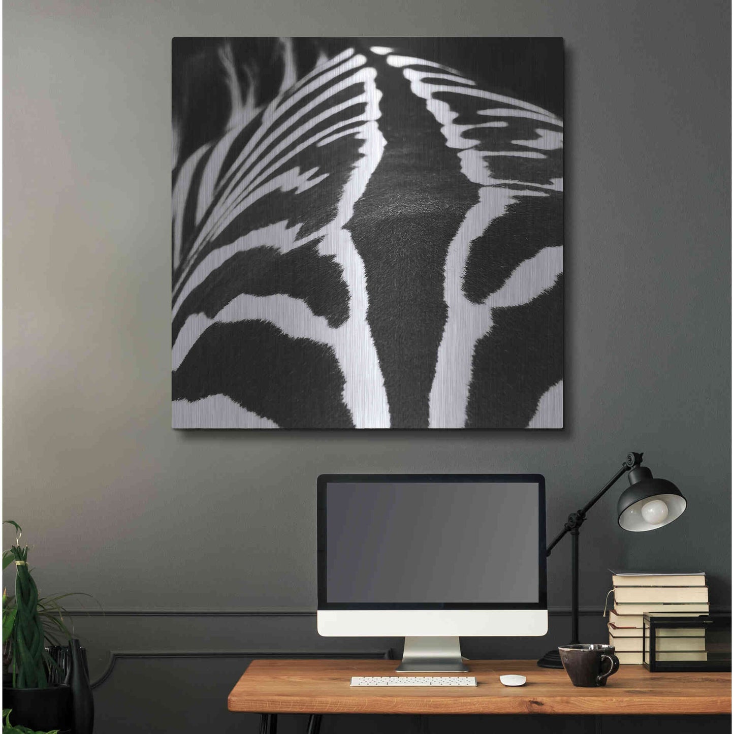 Luxe Metal Art 'Zebra V' by Debra Van Swearingen, Metal Wall Art,36x36