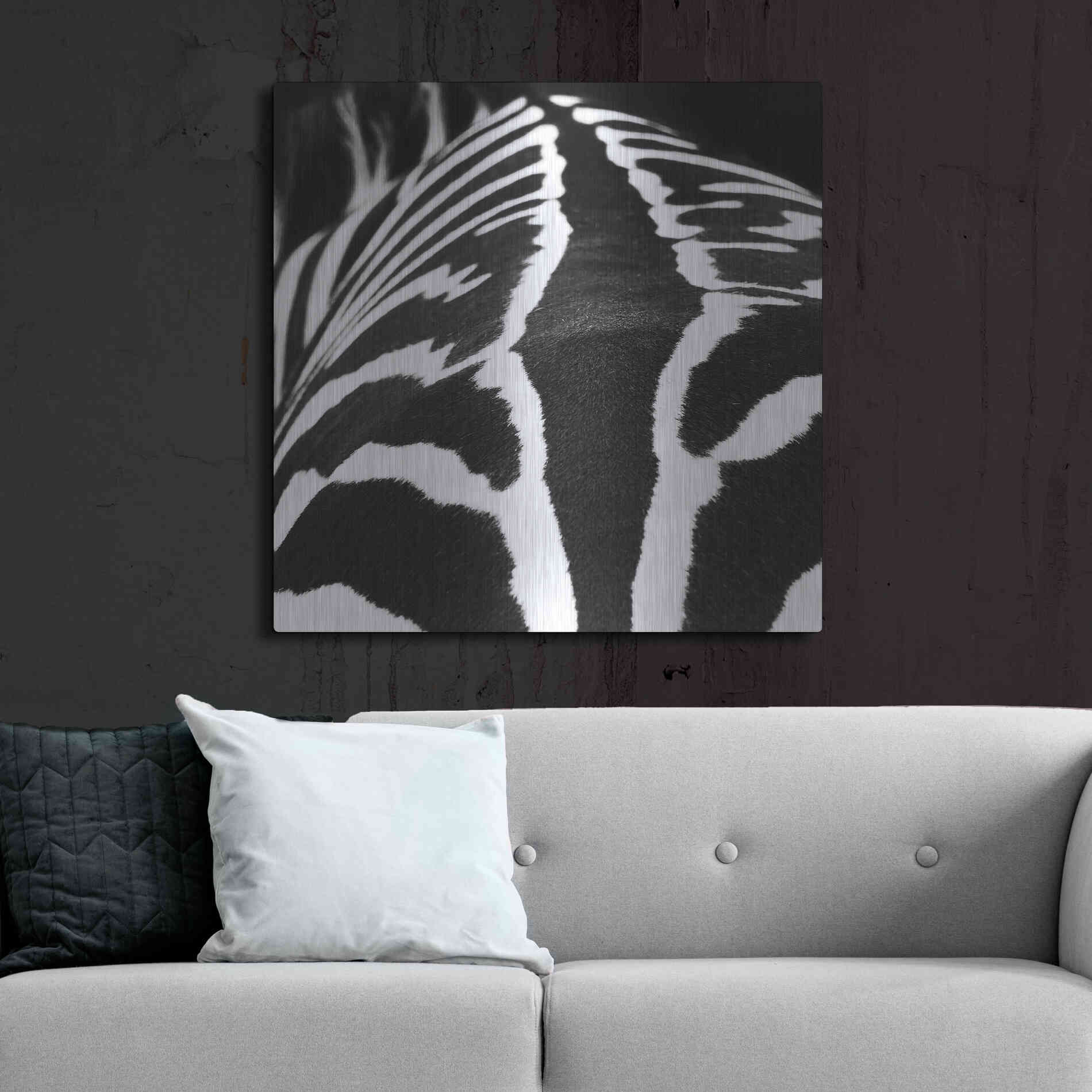 Luxe Metal Art 'Zebra V' by Debra Van Swearingen, Metal Wall Art,36x36
